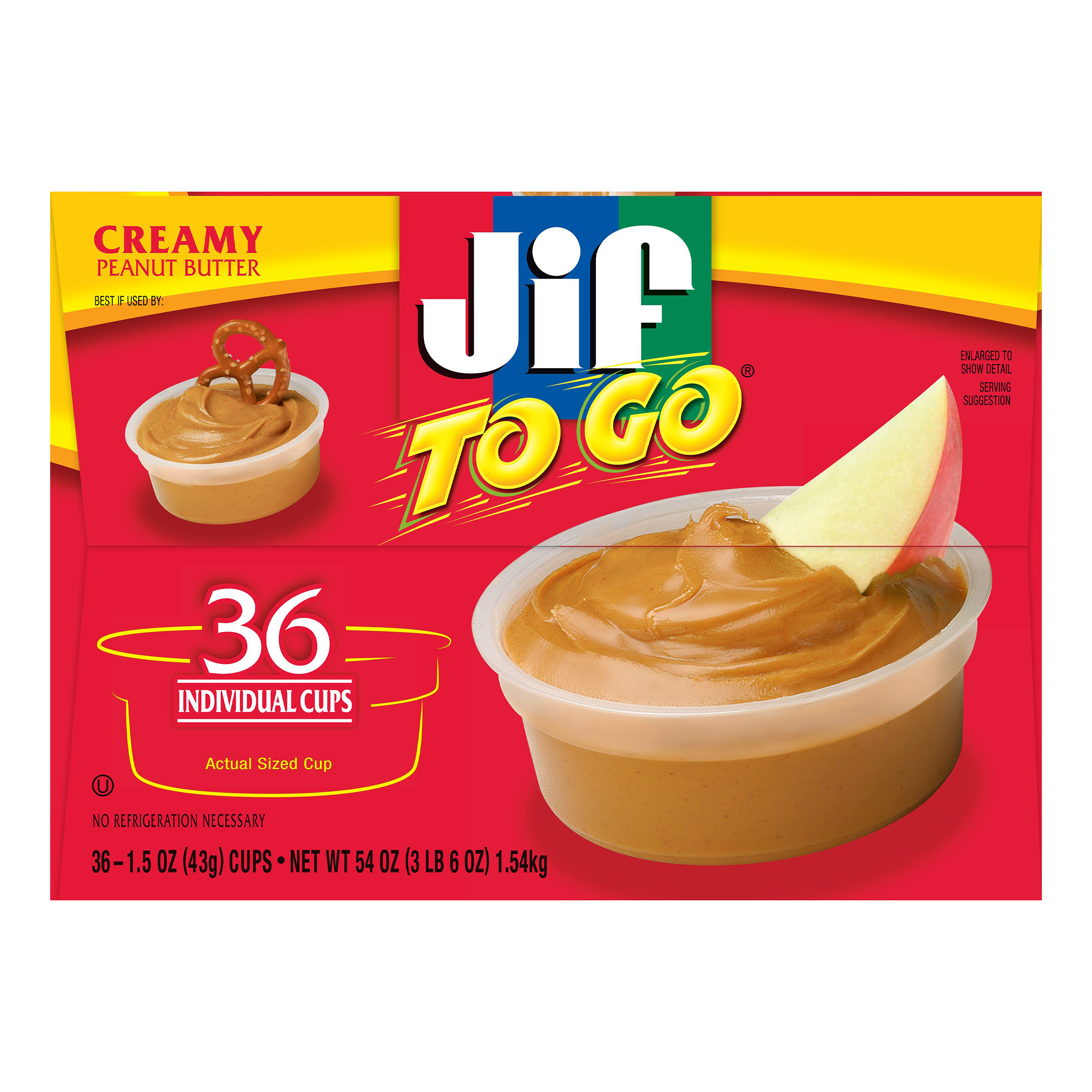 Jif To Go Peanut Butter Cups  Creamy  1.5 oz  36-count