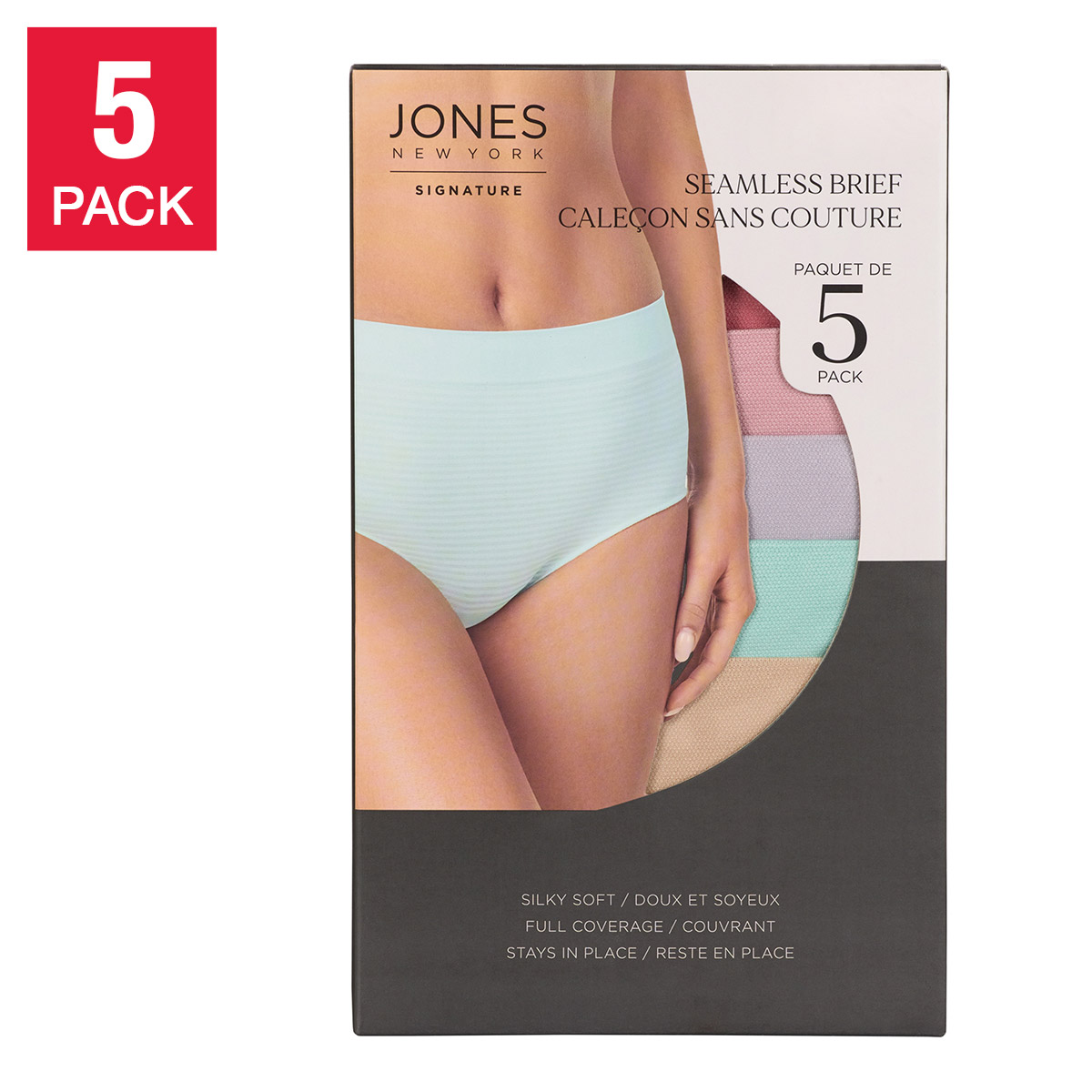 Jones New York Women's Seamless Briefs, 5-pack