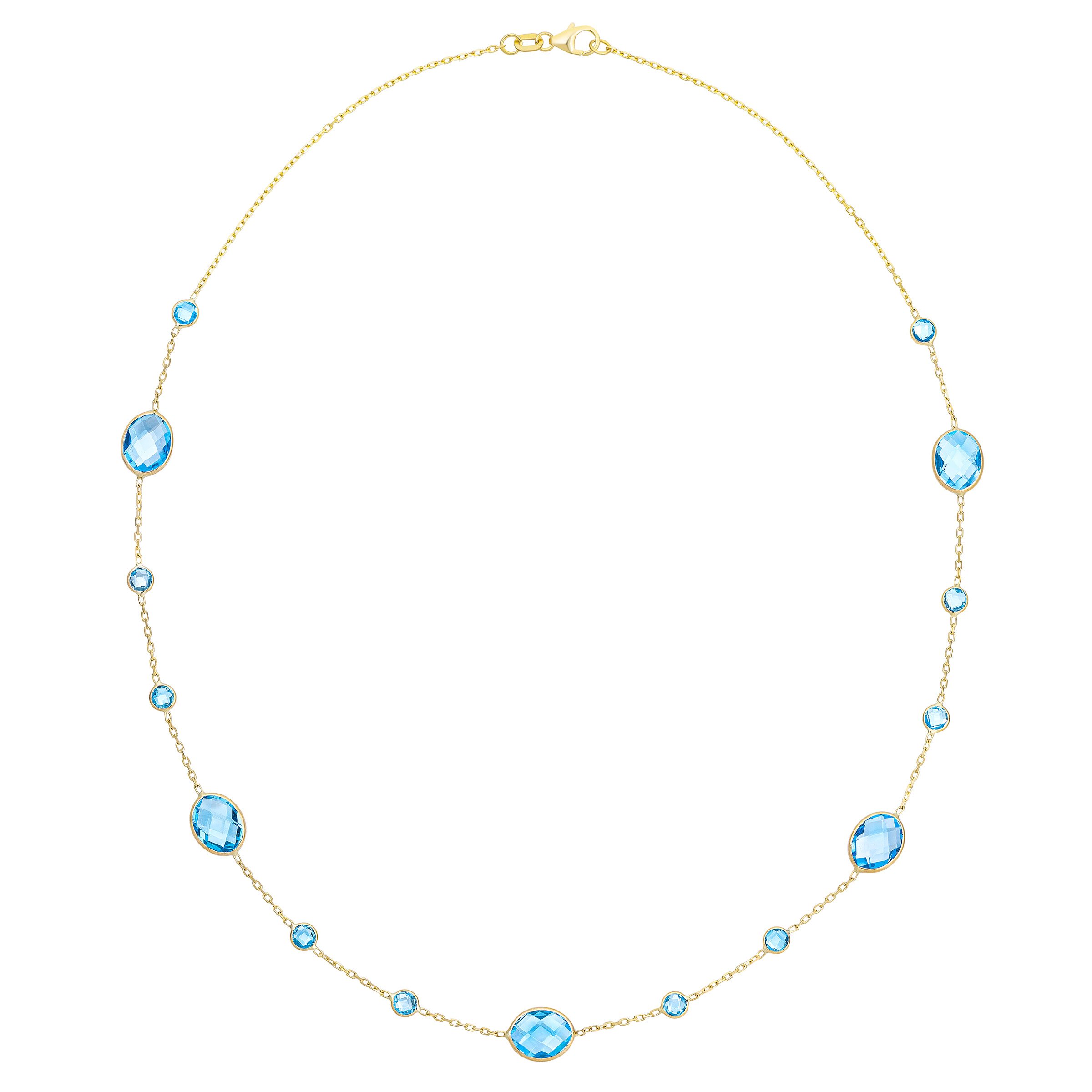 14K ゴールド ネックレス 青色ストーン Blue Topaz 14kt Yellow Gold Necklace | Costco