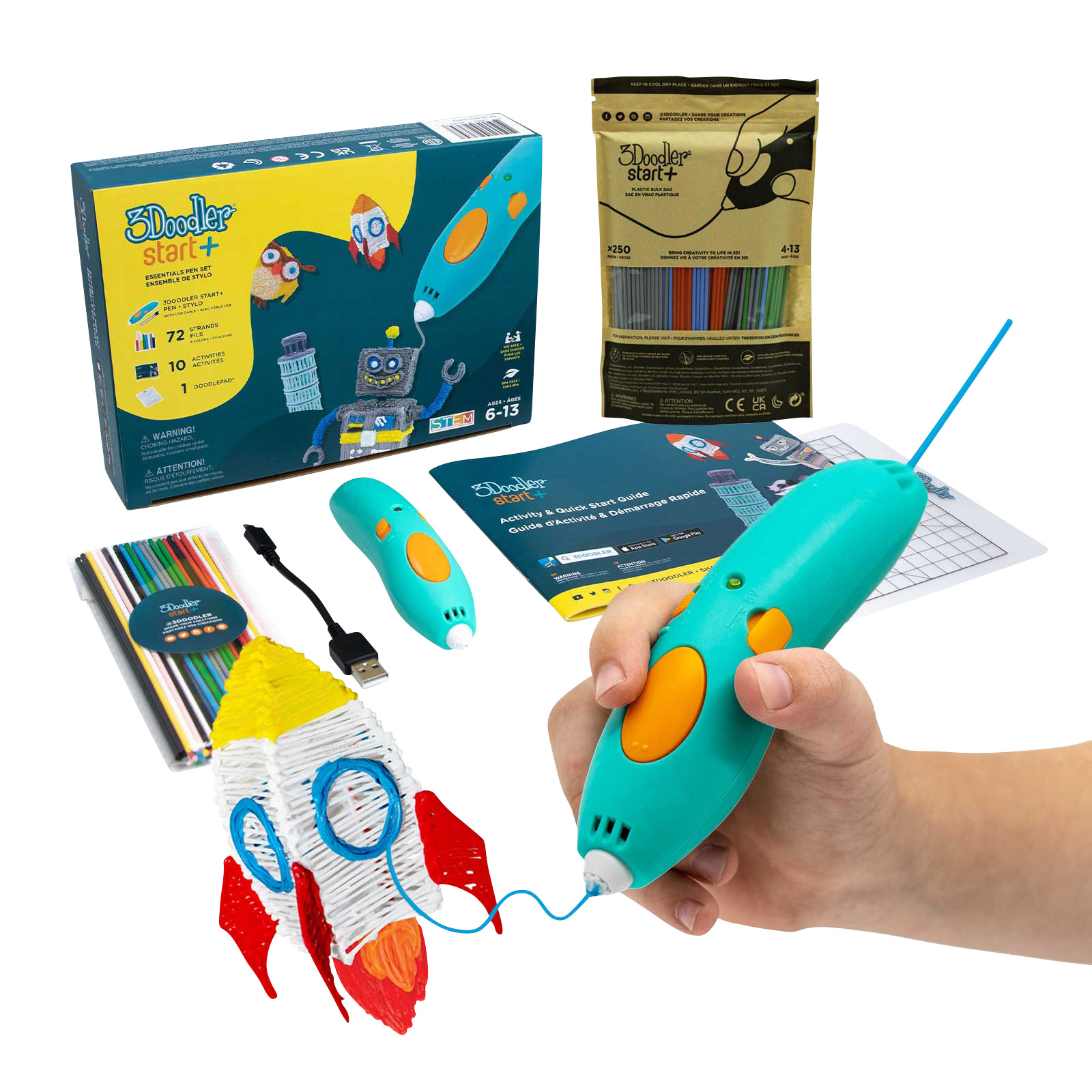 3Doodler Start+ 3D Pen Bundle With Bonus DoodlePad & 250 Refills