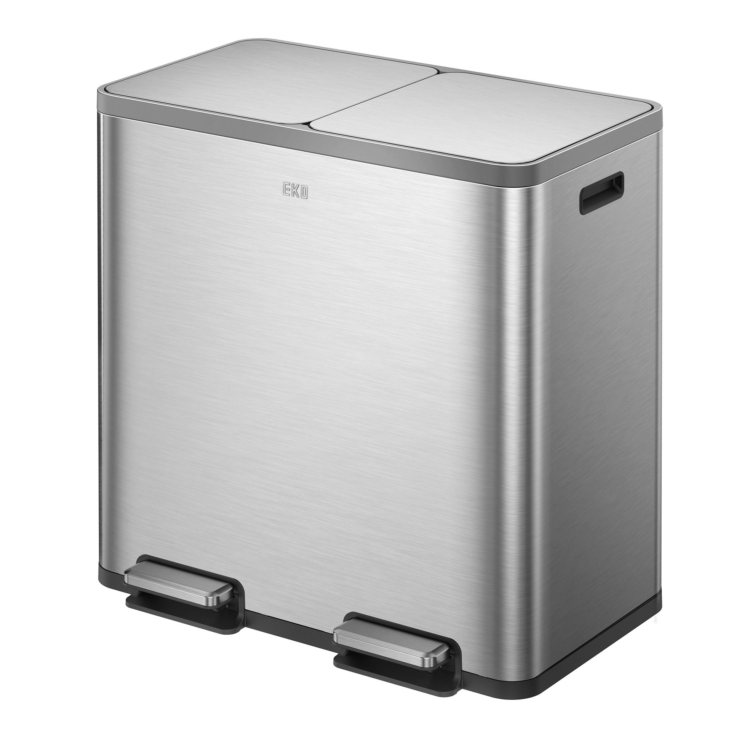 EKO - Poubelle à pas en acier inoxydable avec deux compartiment 42L+42L