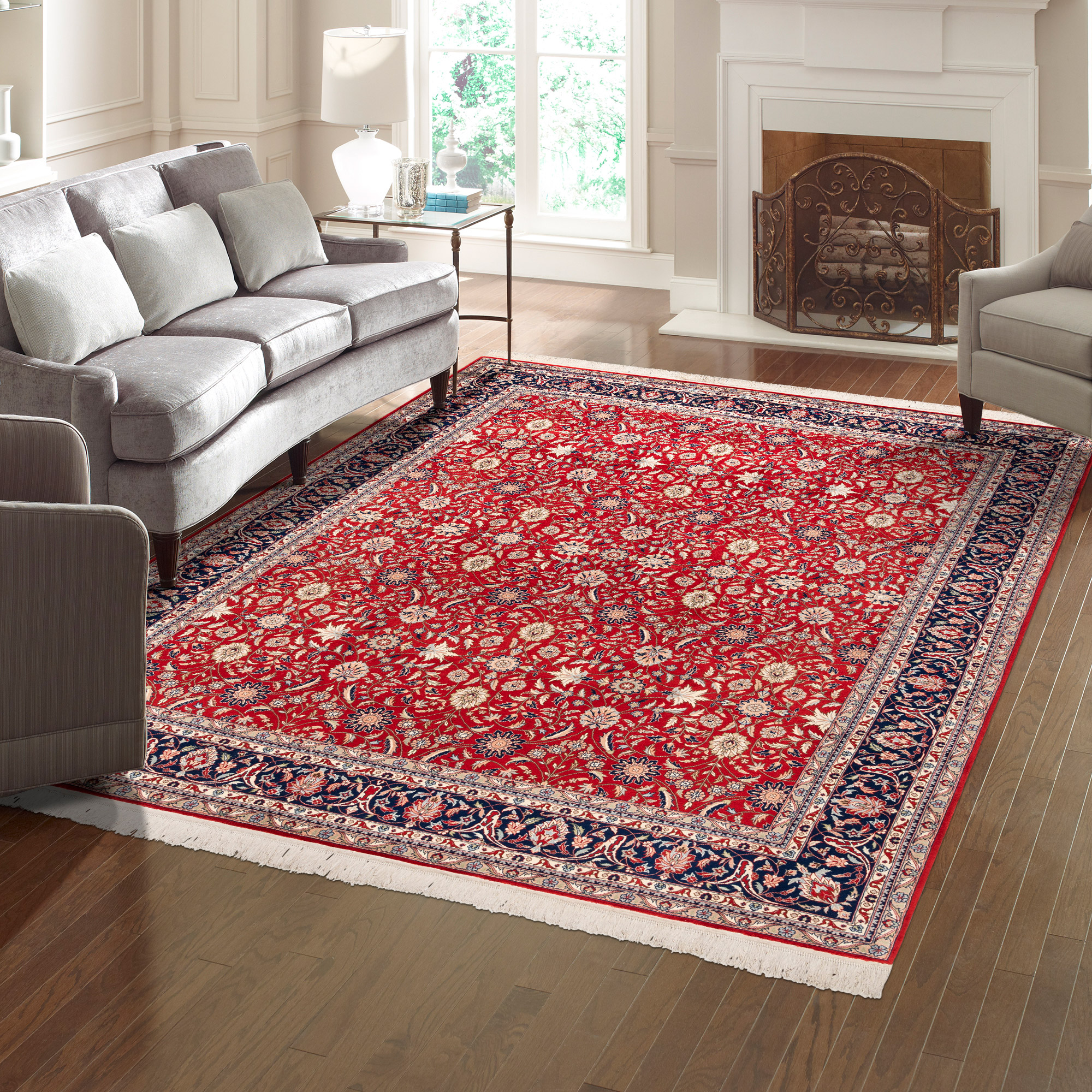 Montacute Hand Knotted Rug Collection  Royal Sarouk Red Navy