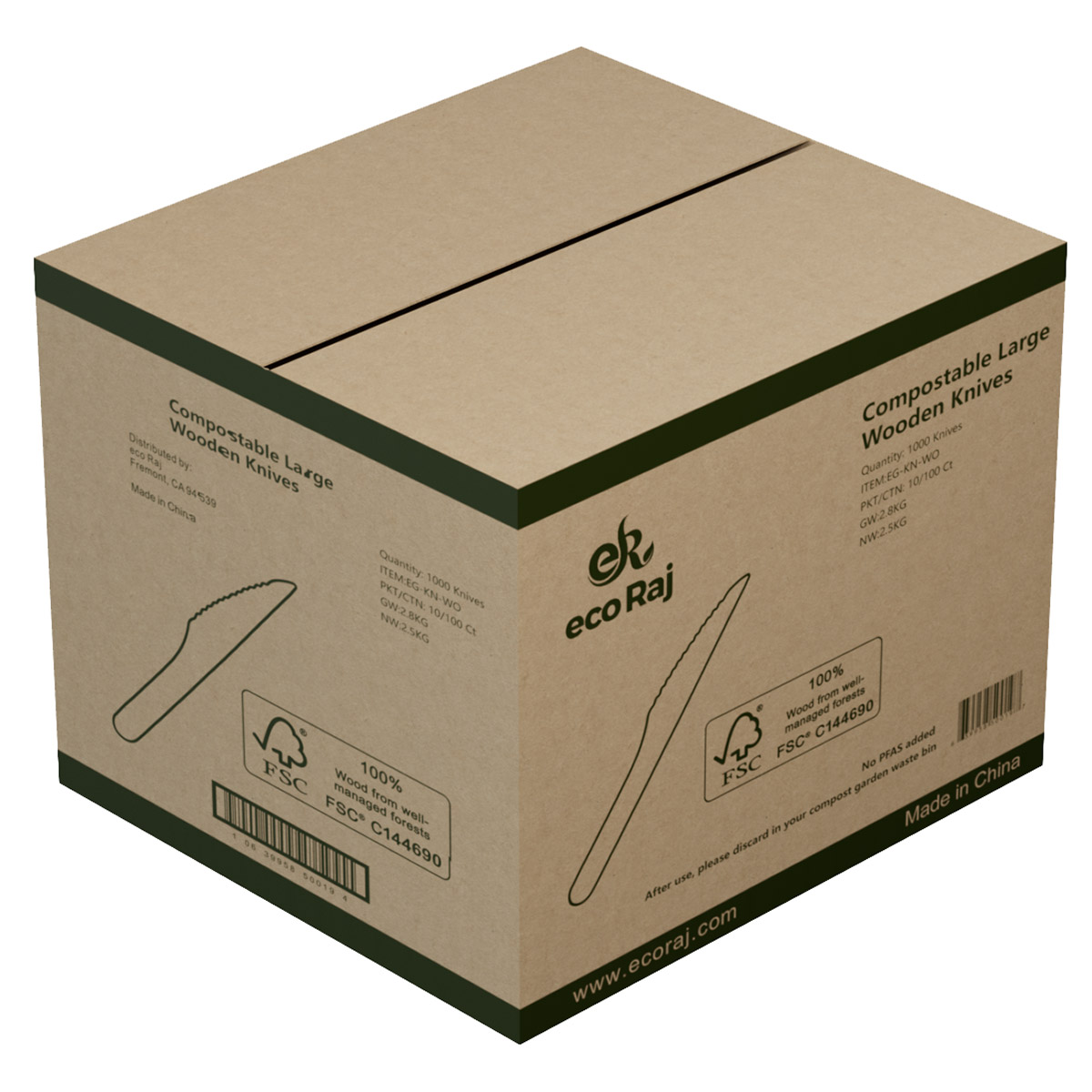 Eco Raj Compostable Wooden Knife  1 000-count