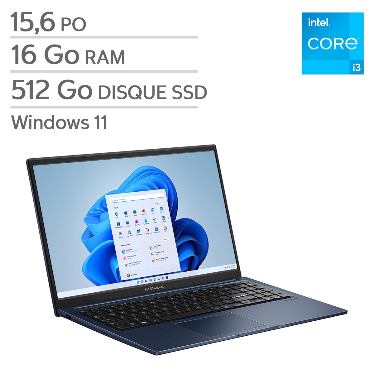 ASUS Vivobook 15 15.6-in Laptop, Intel Core i3-1315U – 16GB RAM