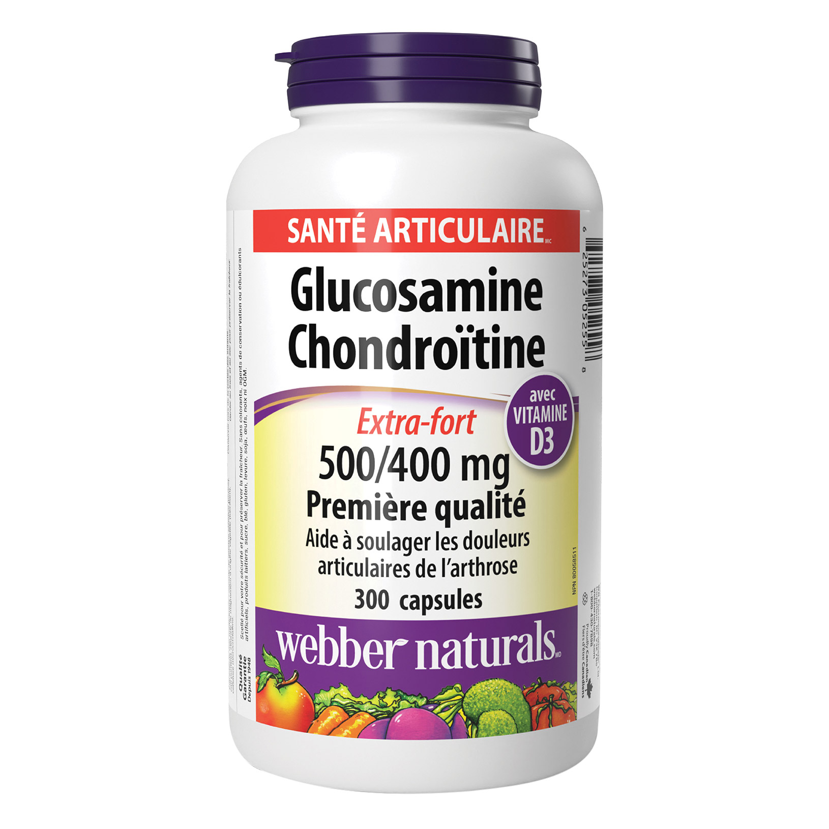 webber naturals Sulfate de glucosamine et de chondroïtine extrafort, 300 capsules