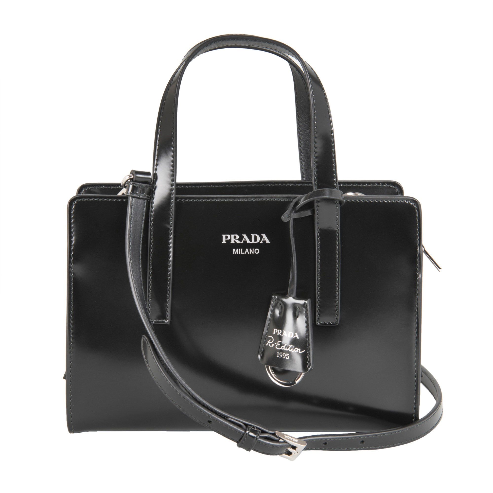 バッグ 1990s PRADA L HANDLE LEATHER BAG PRADA Vintage 90's Black