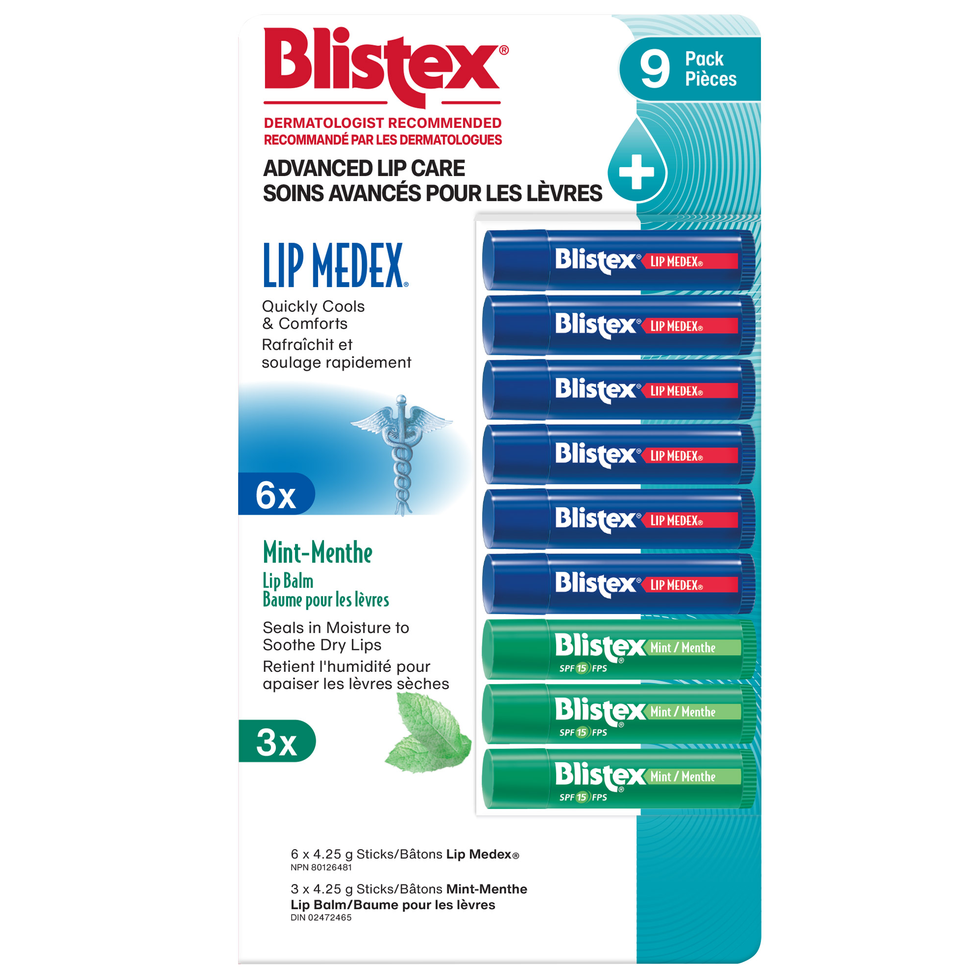 Blistex Advanced Lip Care, pack of 9