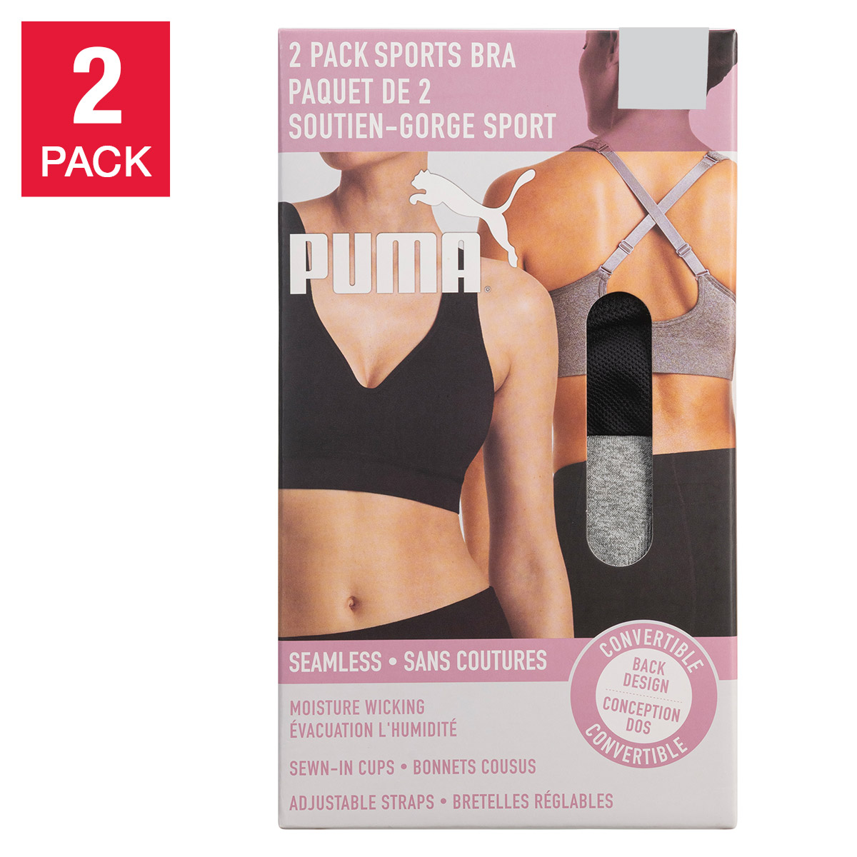 Puma Women's Sports Bra, 2-pack