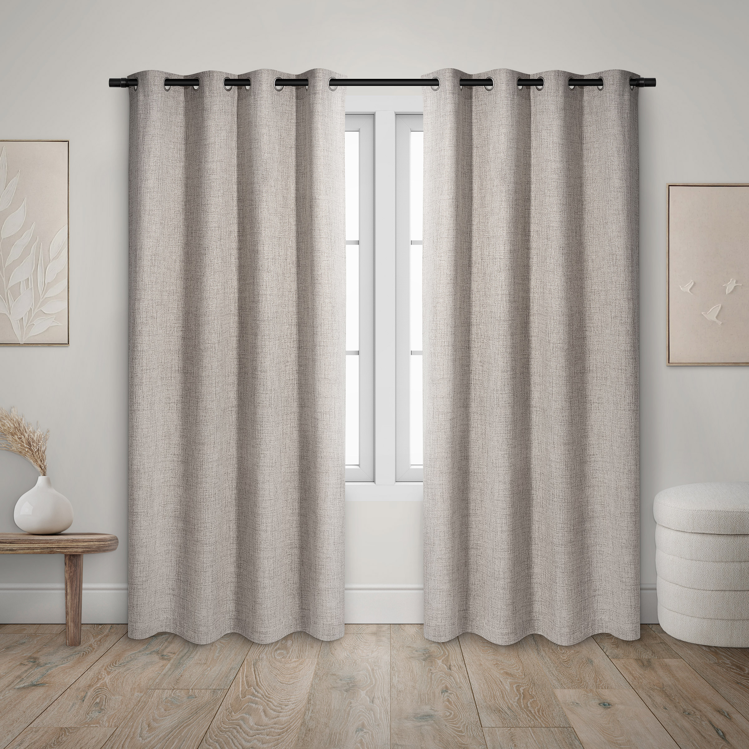Safdie & Co. Heathered Light Filtering Curtain Panel, 2-panel