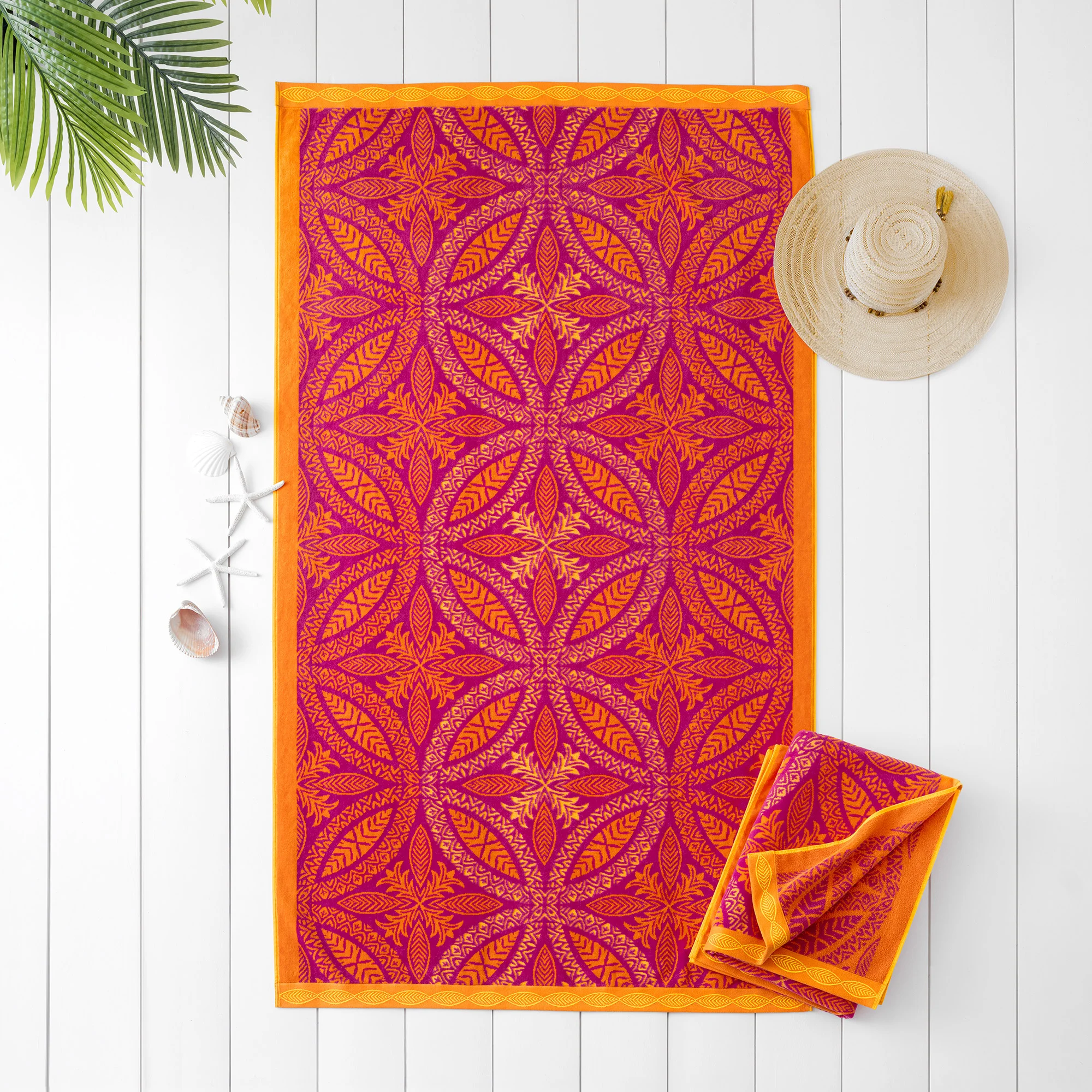 Reversible Jacquard Beach Towel, 2-pack