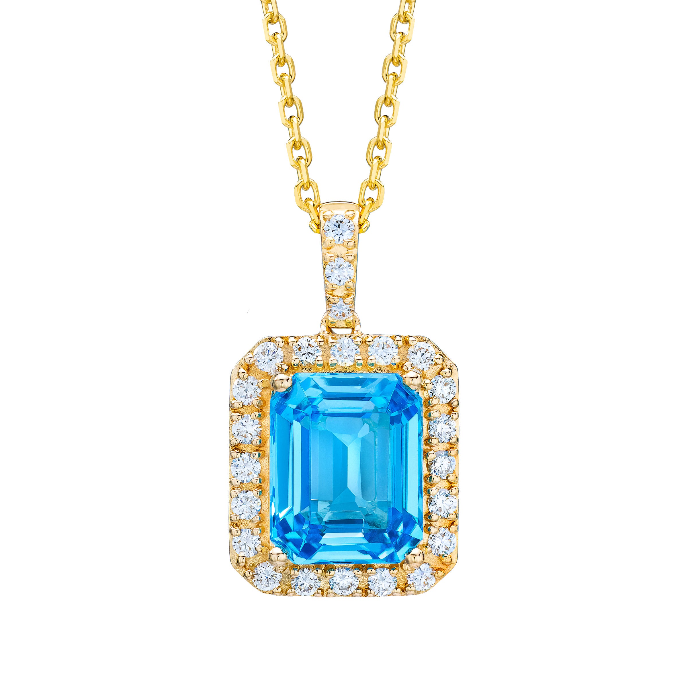 Blue Topaz and Diamond 14kt Yellow Gold Pendant | Costco