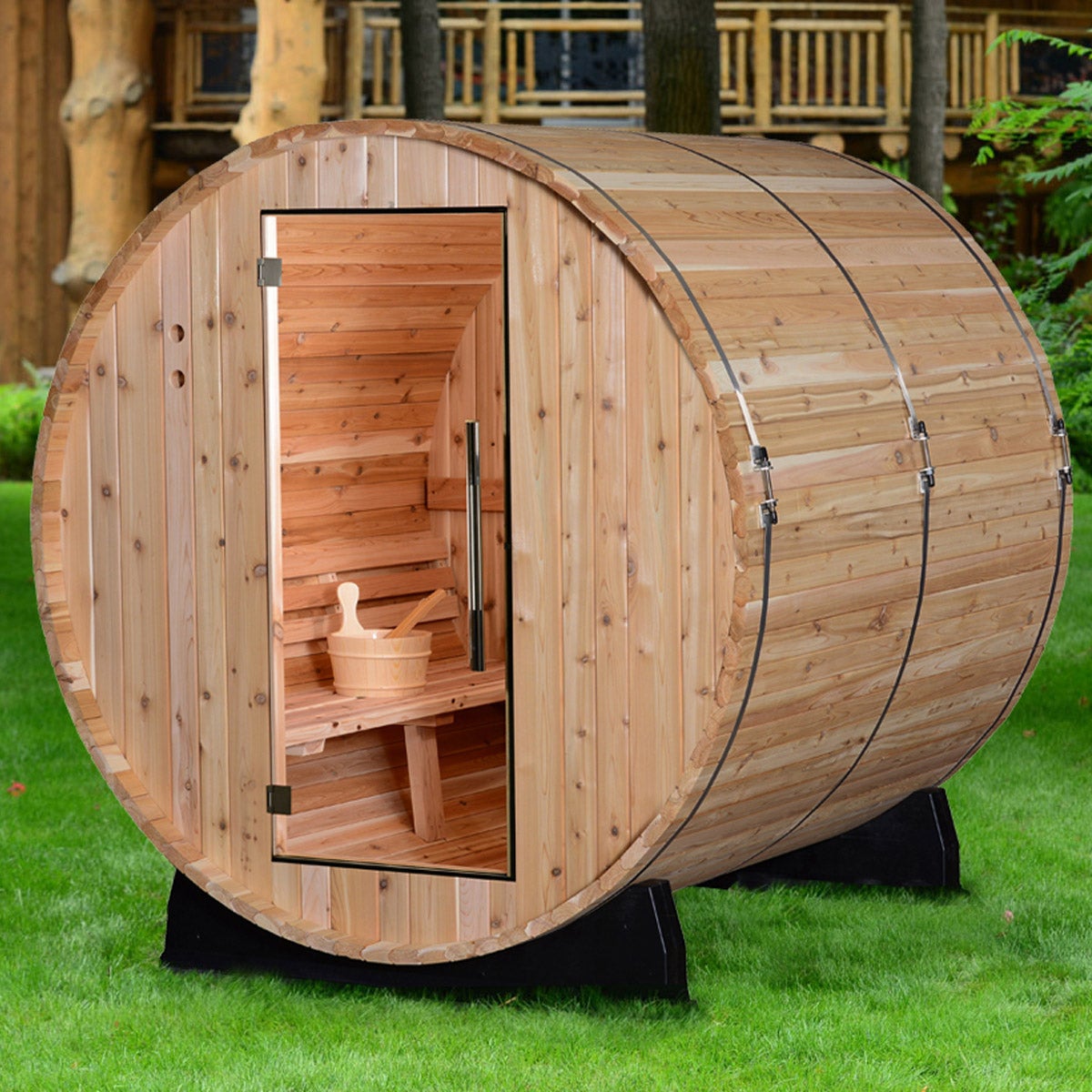 Almost Heaven Saunas Morgan 4-person Outdoor Barrel Sauna