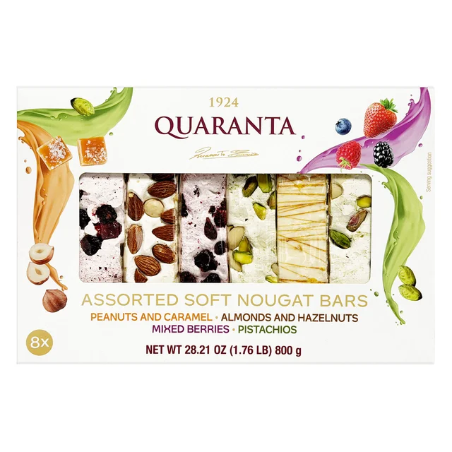 QUARANTA ASSORTED NOUGAT BARS 28.16 OUNCES