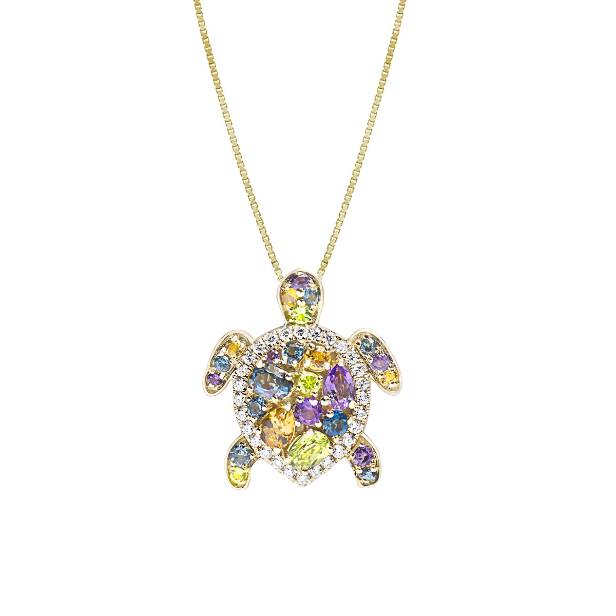 Honolulu Jewelry 14kt Yellow Diamond Semi Precious Stone Turtle