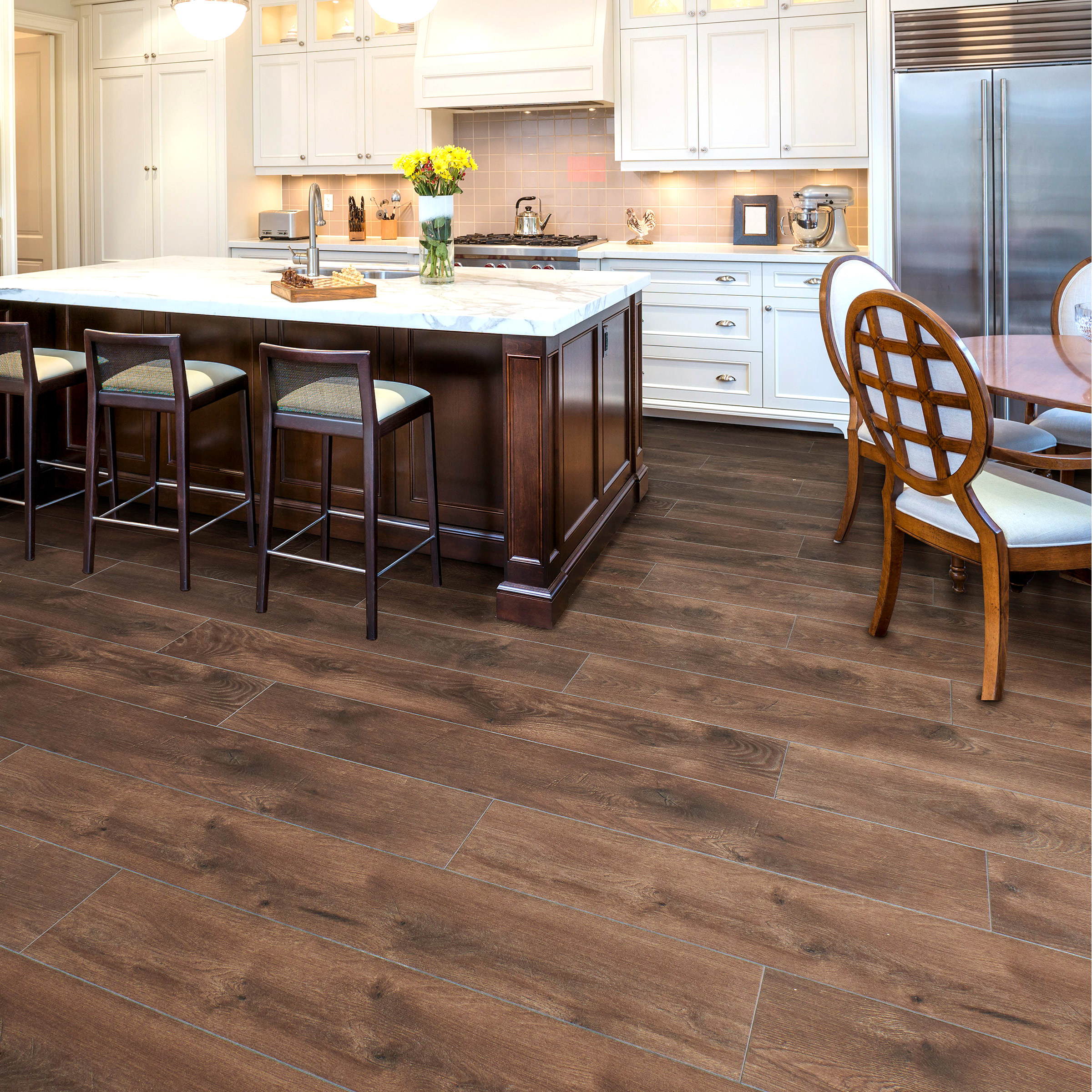 Golden Select Fawn Oak 19.2 cm (7.56 in.) Registered Embossed Water Resistant Laminate Flooring with Pre-attached Foam Backer