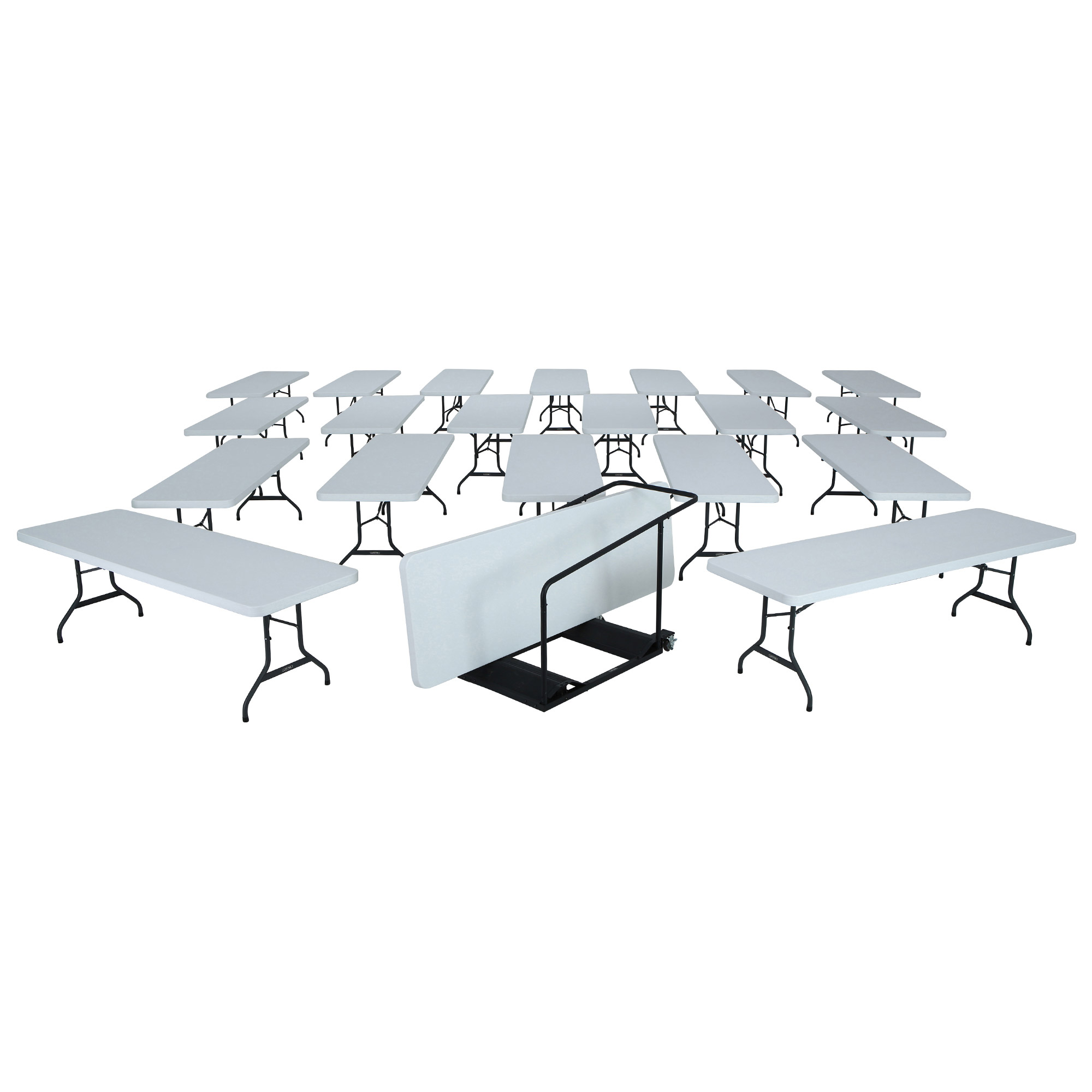 Lifetime Commercial 243.84 cm (8 ft.) 21 Tables with 1 Table Cart
