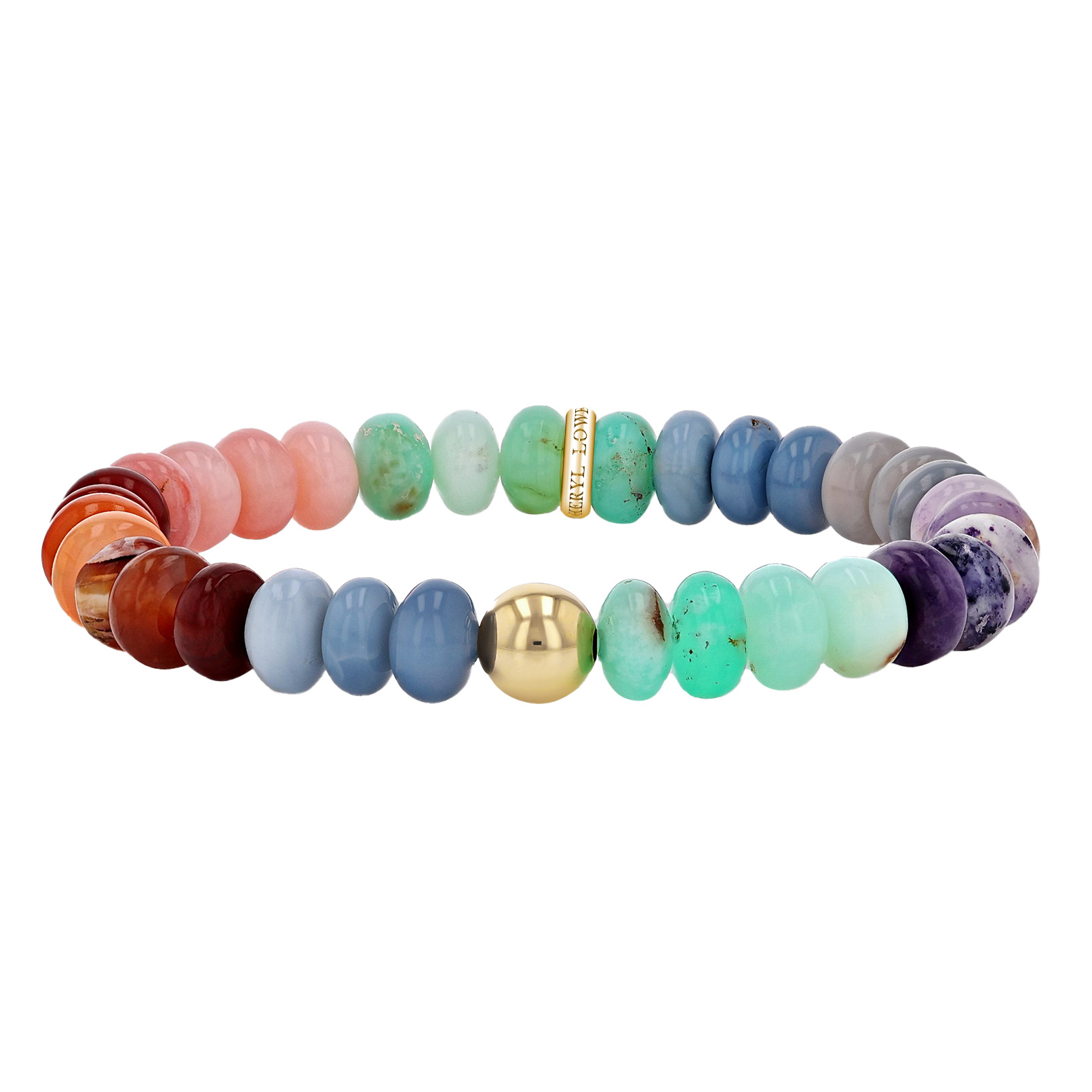 Sheryl Lowe Rainbow Opal Candy Bracelet w/Smooth Round Accent Bead