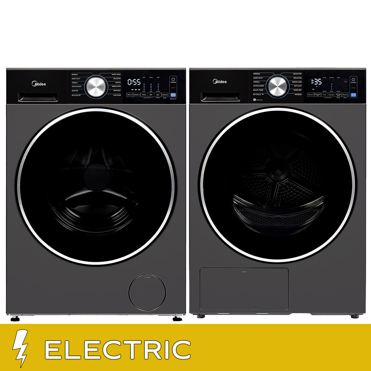 Midea Laundry Bundle 3.1 cu ft. Front Load Washer and 4.4 cu ft. Electric Dryer with Stacking Kit