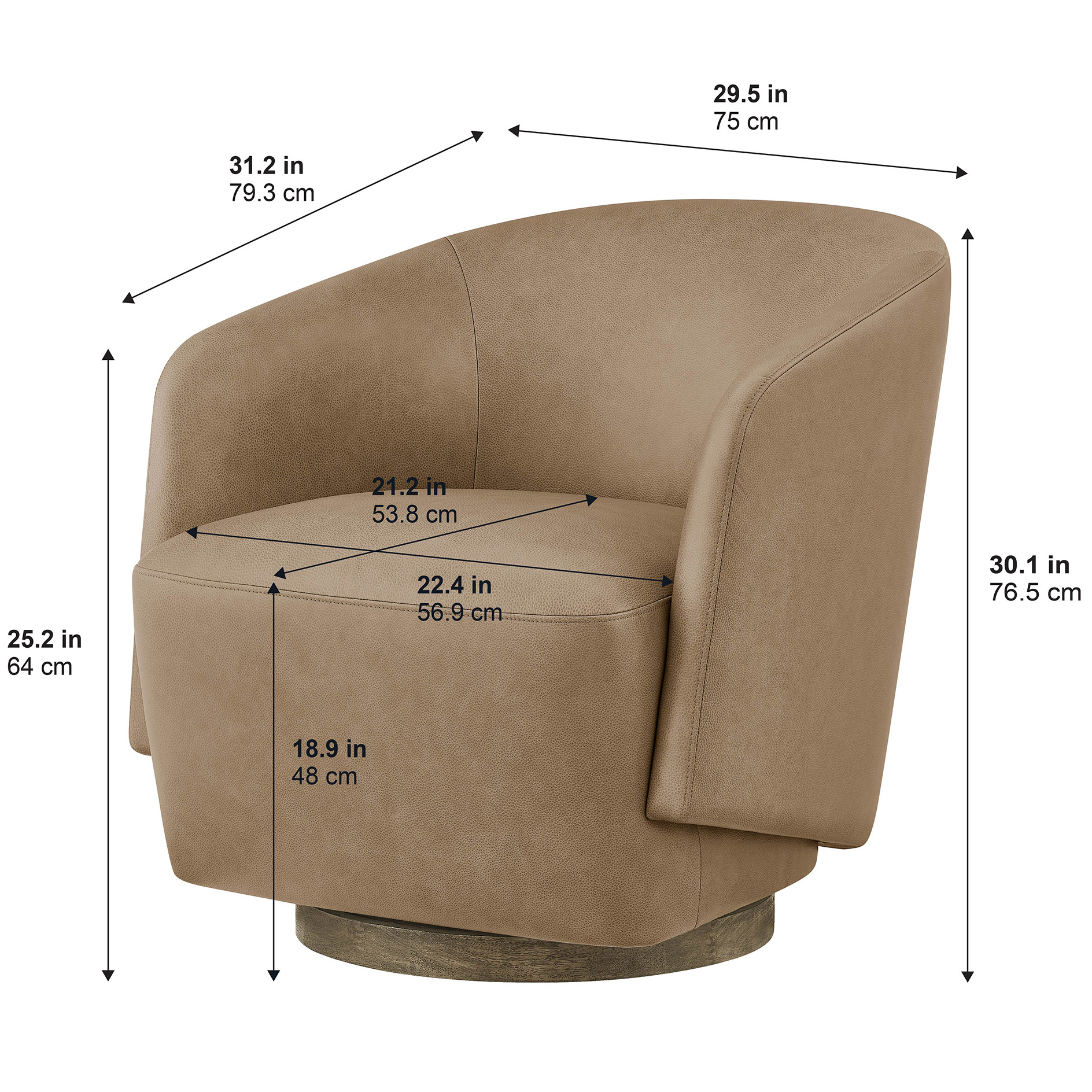 Henredon Murphy Leather Swivel Chair, Light Brown | Costco