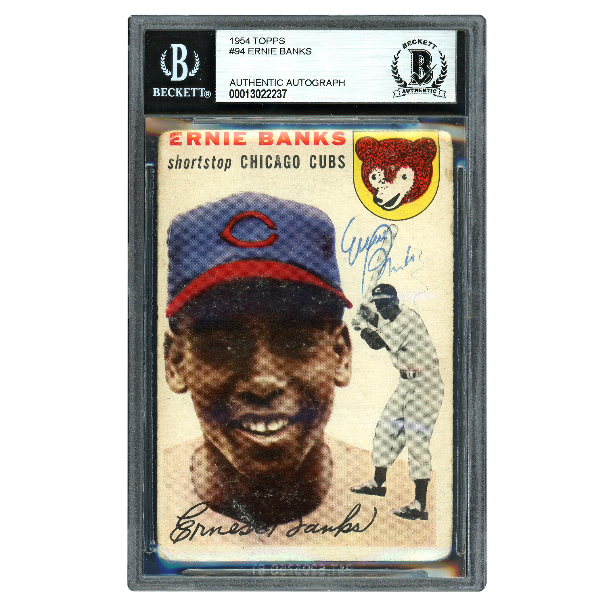 Ernie Banks Autographed 1954 Topps Card #94 Vintage Rookie Era Signature Chicago Cubs - Beckett Authenticated