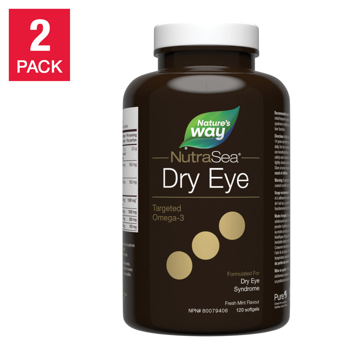 NutraSea Dry Eye Targeted Omega-3, Fresh Mint Flavour, 2 x 120 Softgels