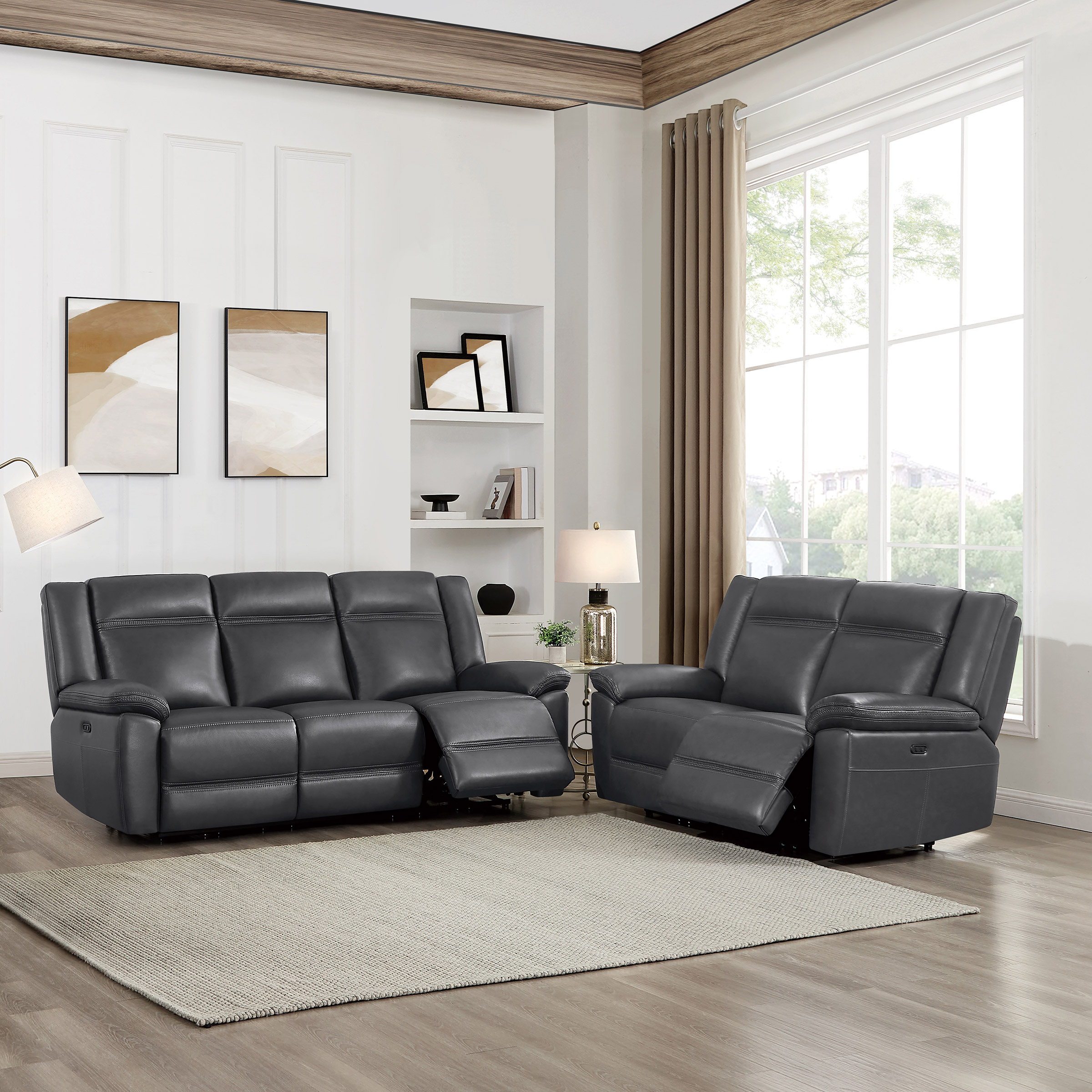Prospera Home Perry Top Grain Leather Power Reclining Sofa and Loveseat