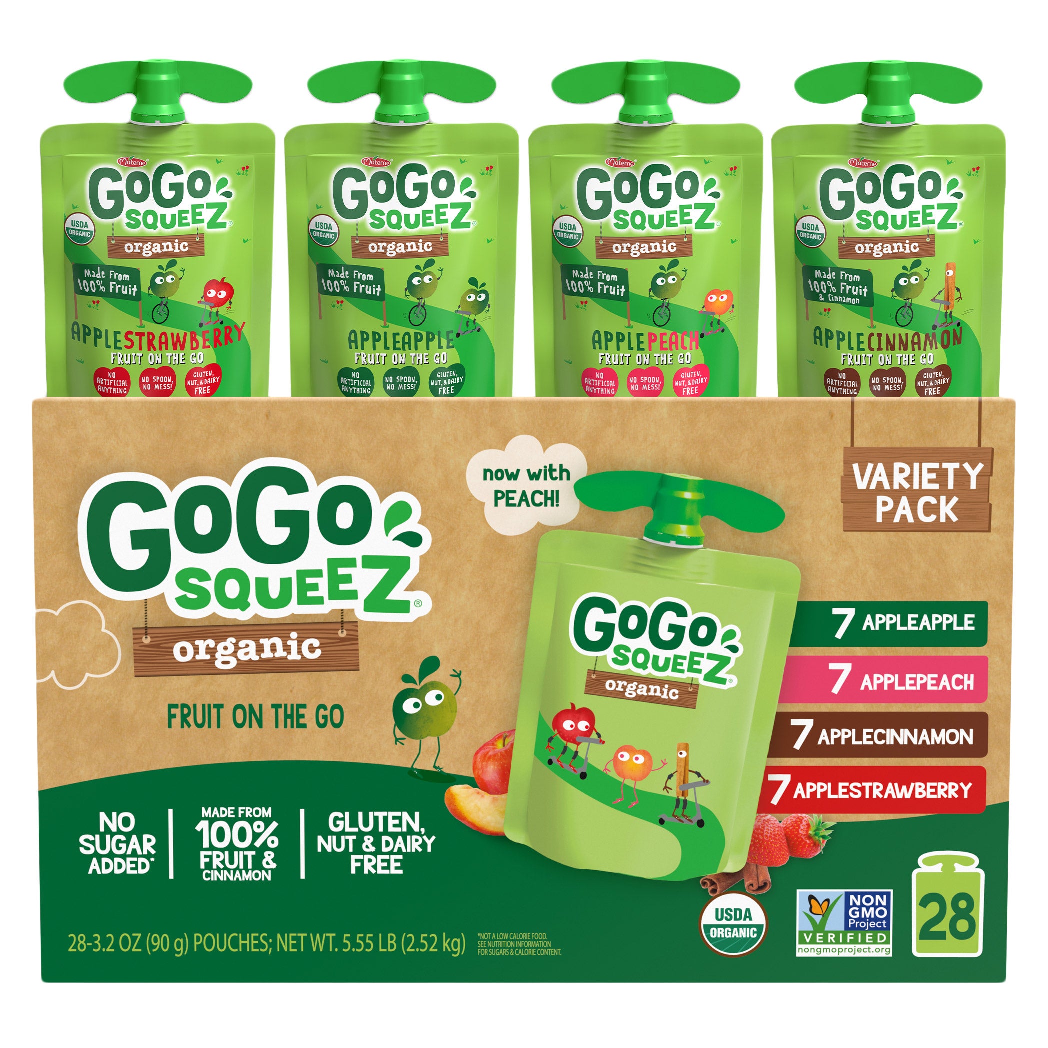 Costcogogo GoGo SqueeZ, Organic Applesauce, Variety Pack, 3.2 oz, 28-Count