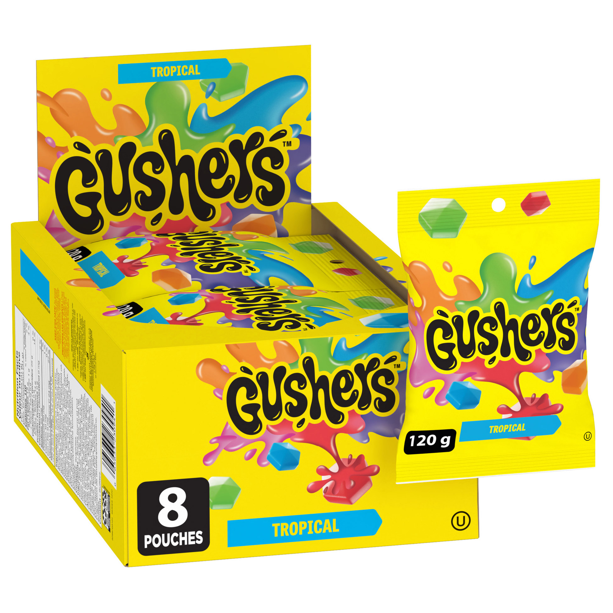 Fruit Gushers Fruit Flavored Snacks, Tropical Fruit Flavors, 4.25 oz, 8 ...