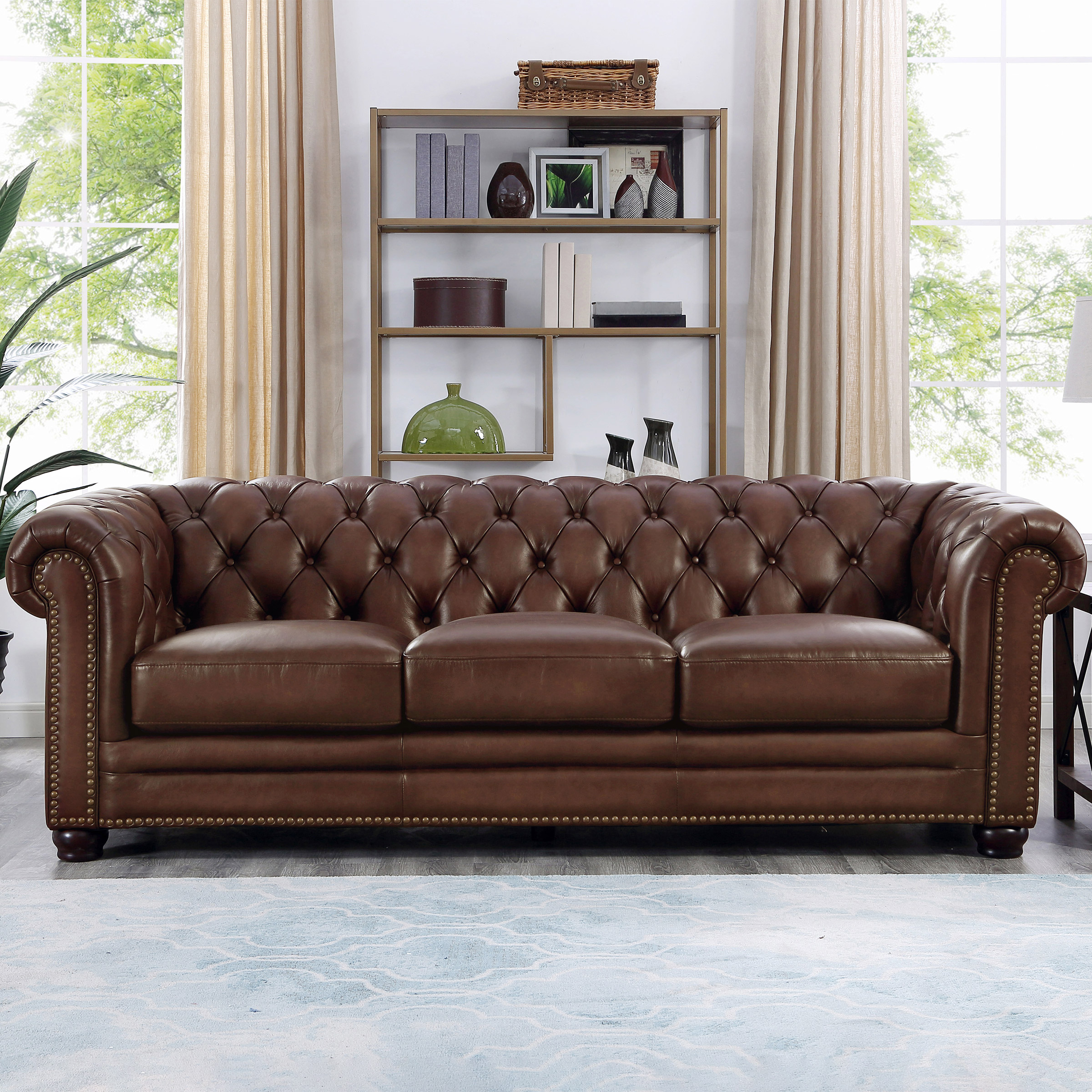 Prospera Home Allington Top Grain Leather Chesterfield Sofa