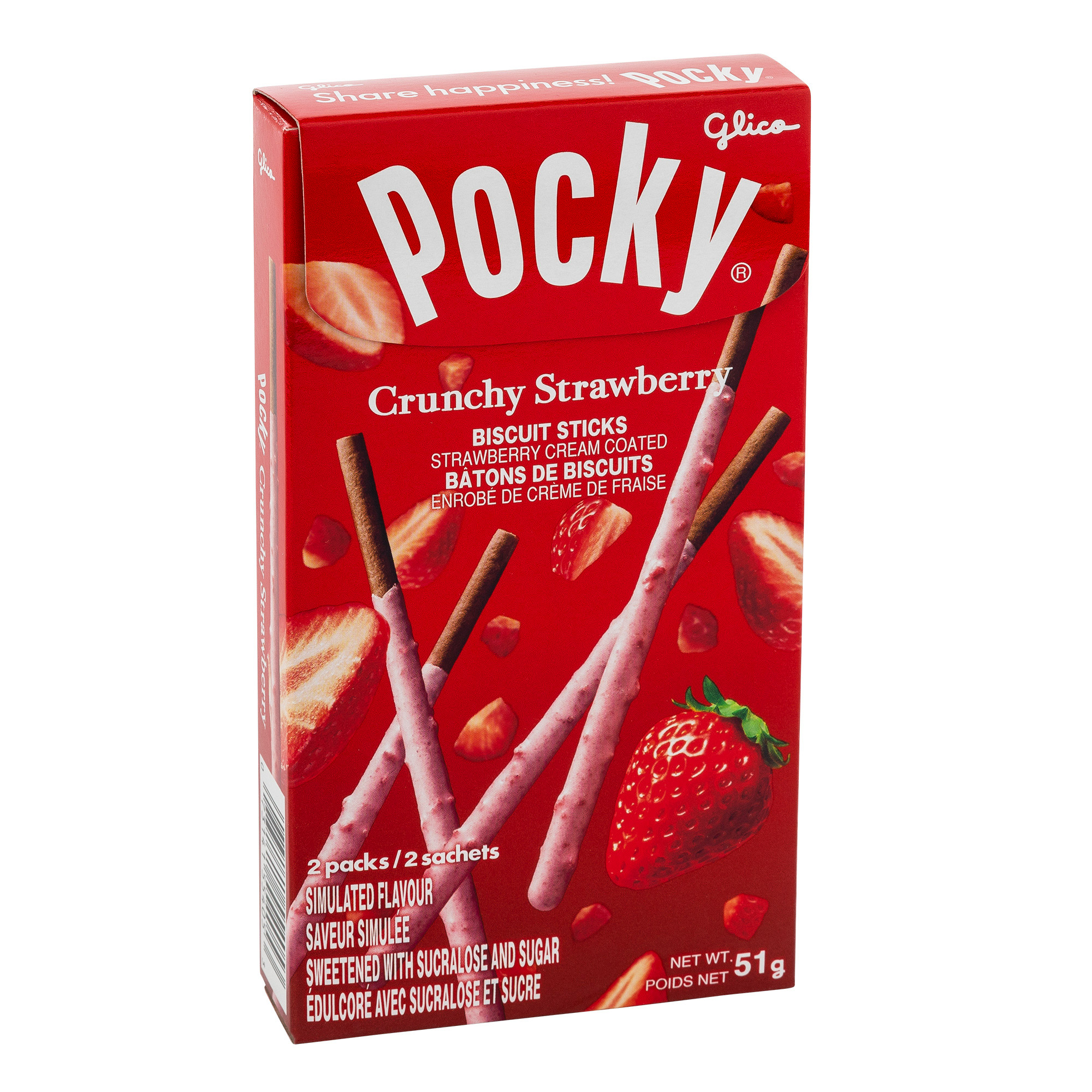 Pocky Crunchy Strawberry Biscuit Sticks, 10 × 51 g