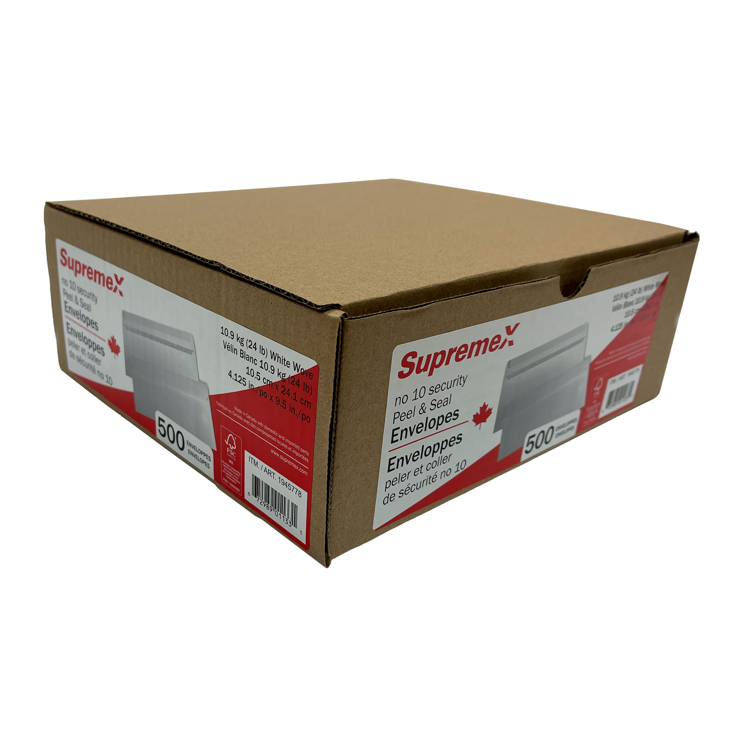 SupremeX No. 10 Security Strip-and-seal Envelopes Pack of 500