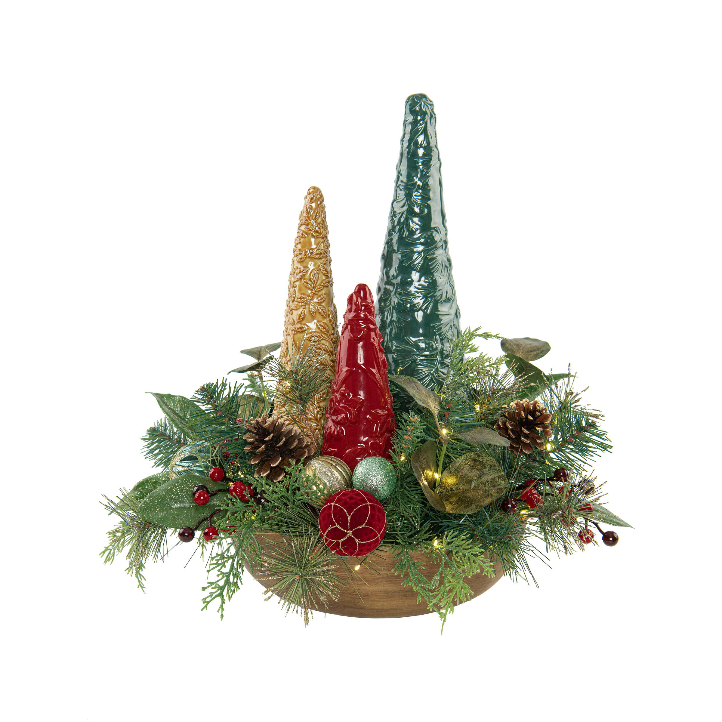 Holiday Centerpiece with LED lights (red/gold/green) | Costco