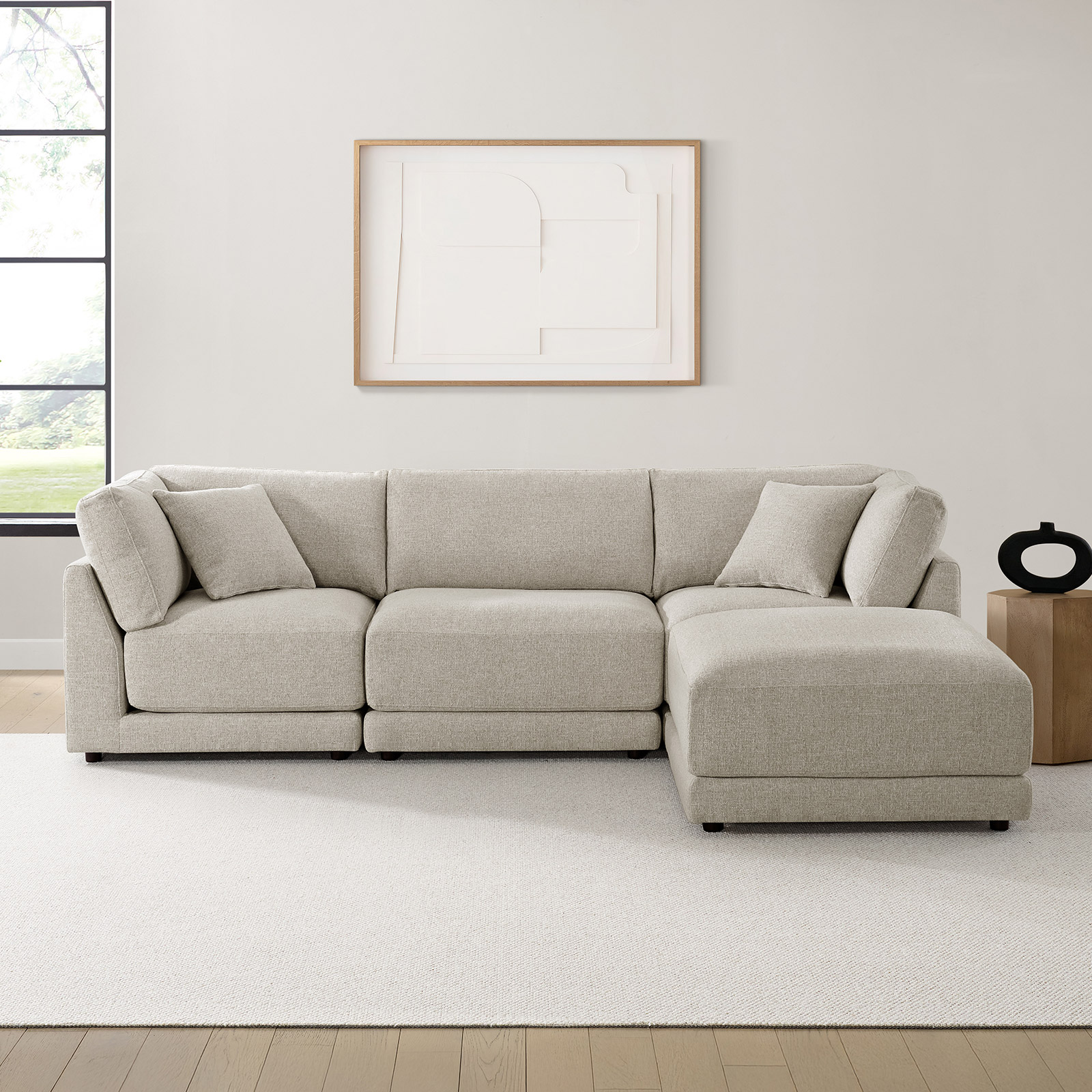 Aiden & Ivy Dayna 4-piece Modular Fabric Sofa with Ottoman