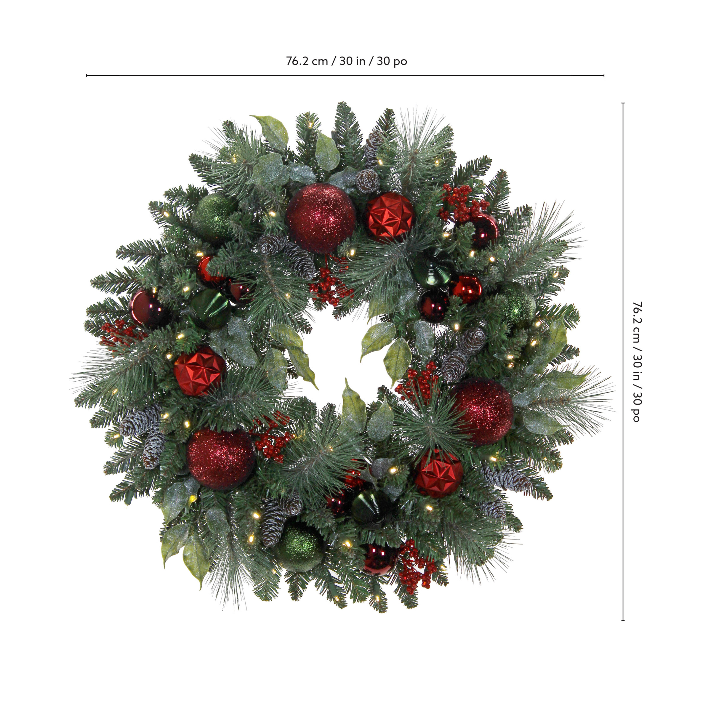 76.2 cm (30 in.) Pre-Lit Holiday Artiﬁcial Wreath | Costco