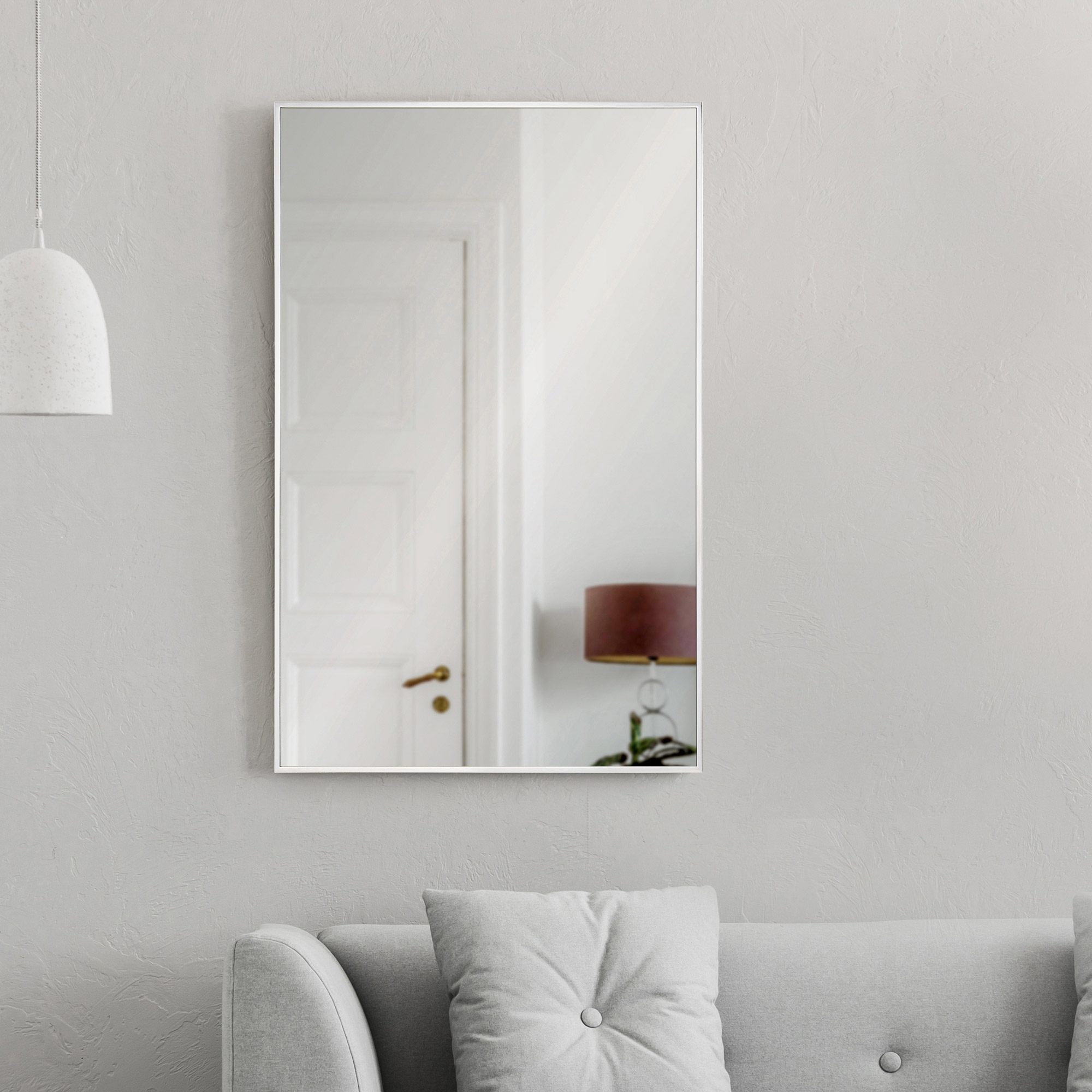 Mallory Rectangular Mirror with Polished Stainless-steel Frame