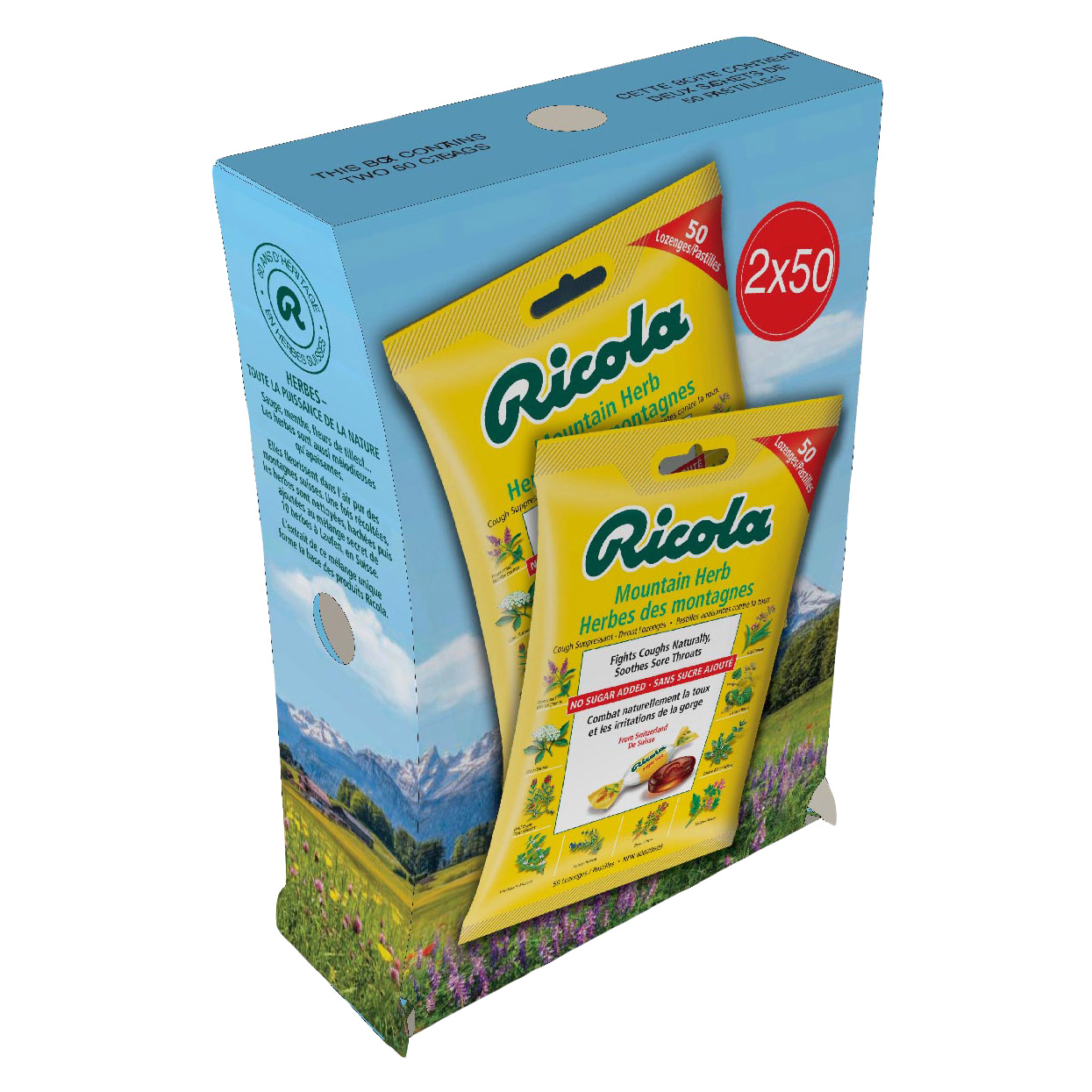 Ricola Mountain Herb Lozenges, 2 x 50 Lozenges