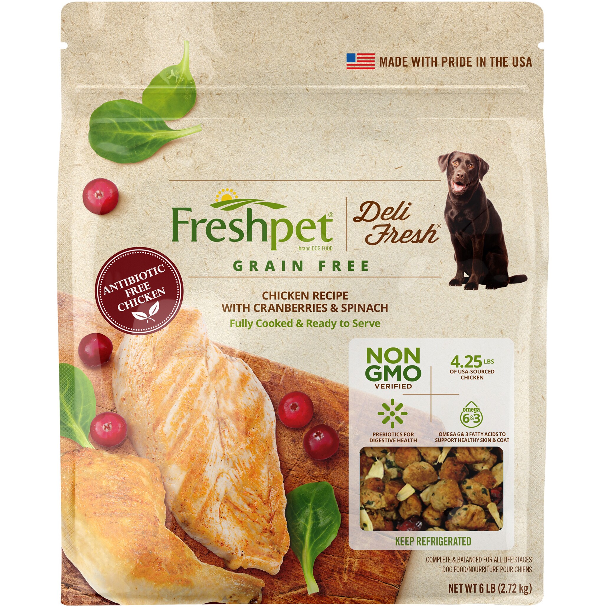 Freshpet Deli Fresh Chicken Recipe with Cranberries & Spinach, 6 lbs