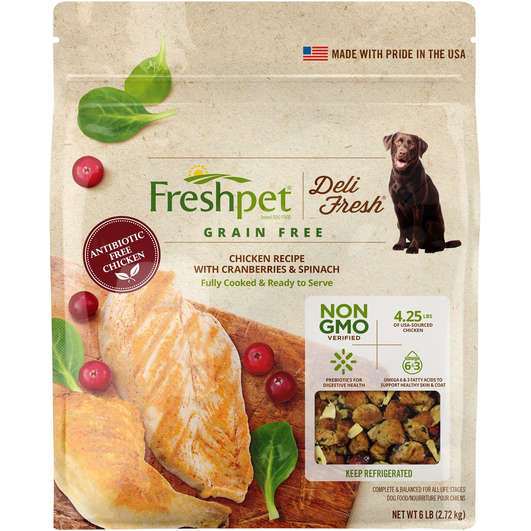 Freshpet Deli Fresh Chicken Recipe with Cranberries & Spinach, 6