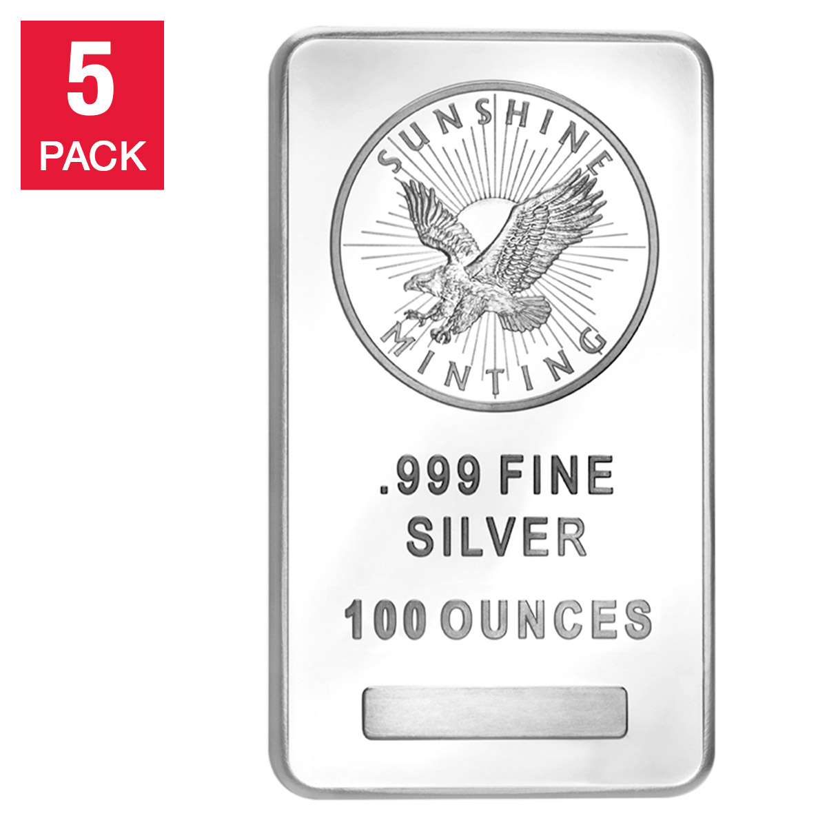 5 x 100 oz Sunshine Mint Silver Bar