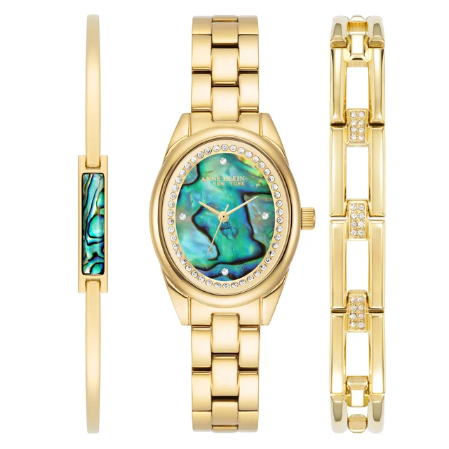 AKNY ABALONE DIAL WOMENS WATCH AND BRACELET SET