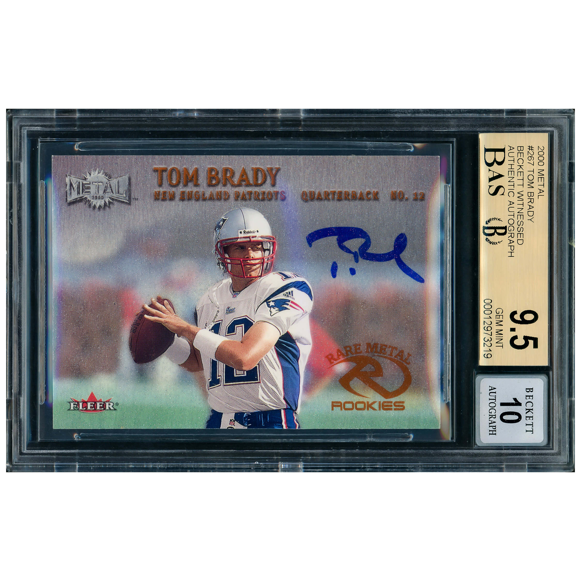 Tom Brady Autographed 2000 Fleer Metal Rookie Card #267 New