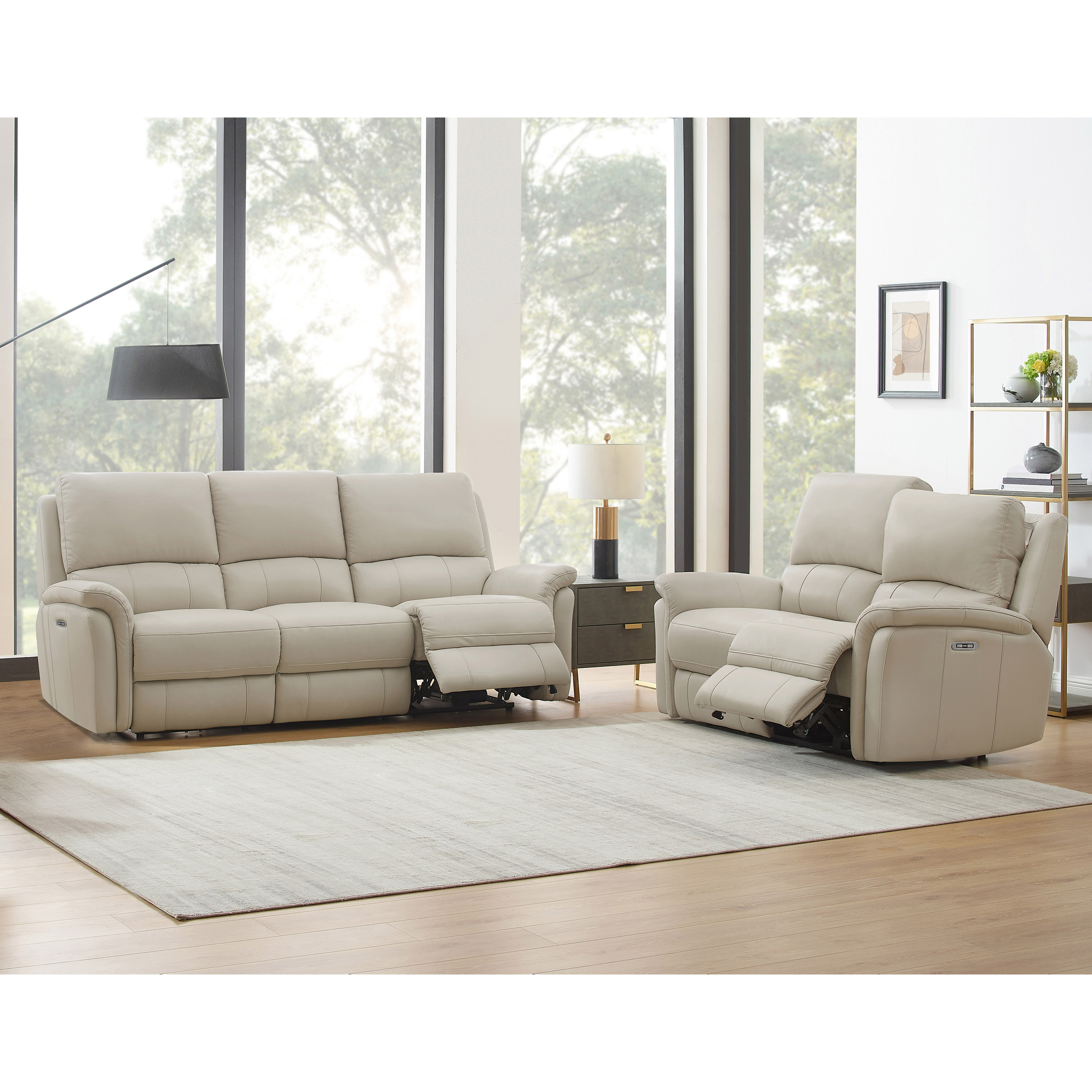 Prospera Home Marner Top grain Leather Power Reclining Sofa and Loveseat