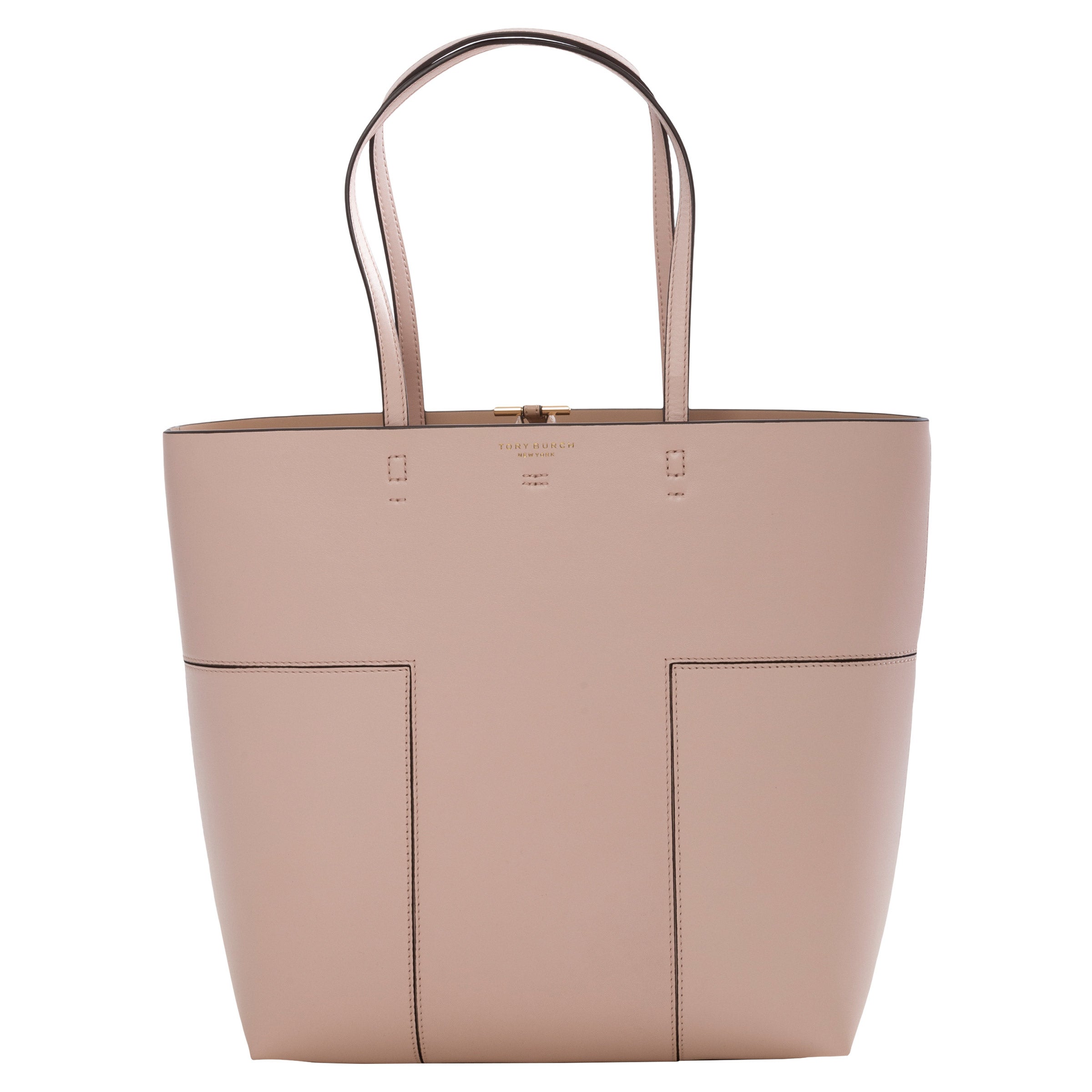 極美品Tory Burch トートバッグ　ピンクベージュ　ワッセル Tory Burch Block-T Tall Tote, Shell Pink | Costco