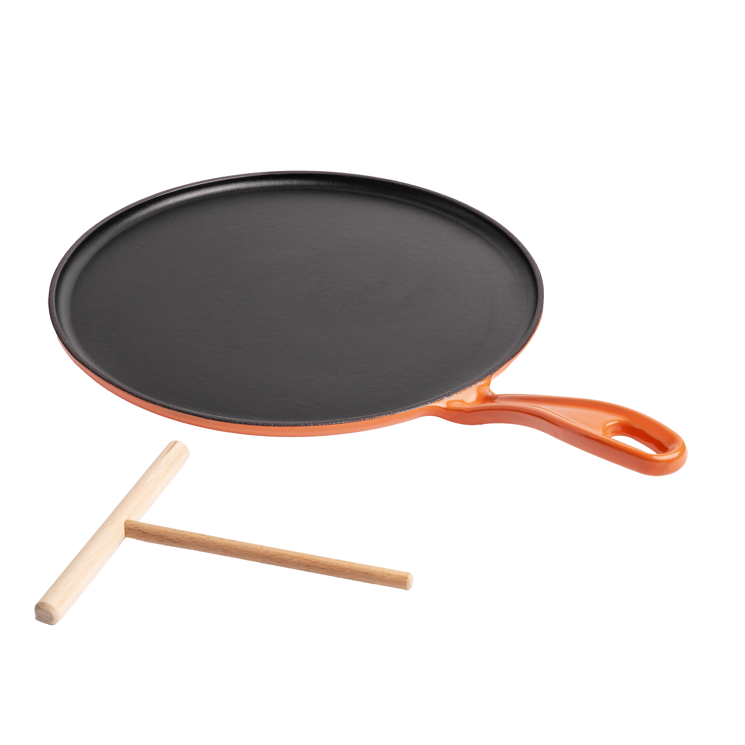 Chuck Hughes Cast Iron Crepe Pan with Wood Rake