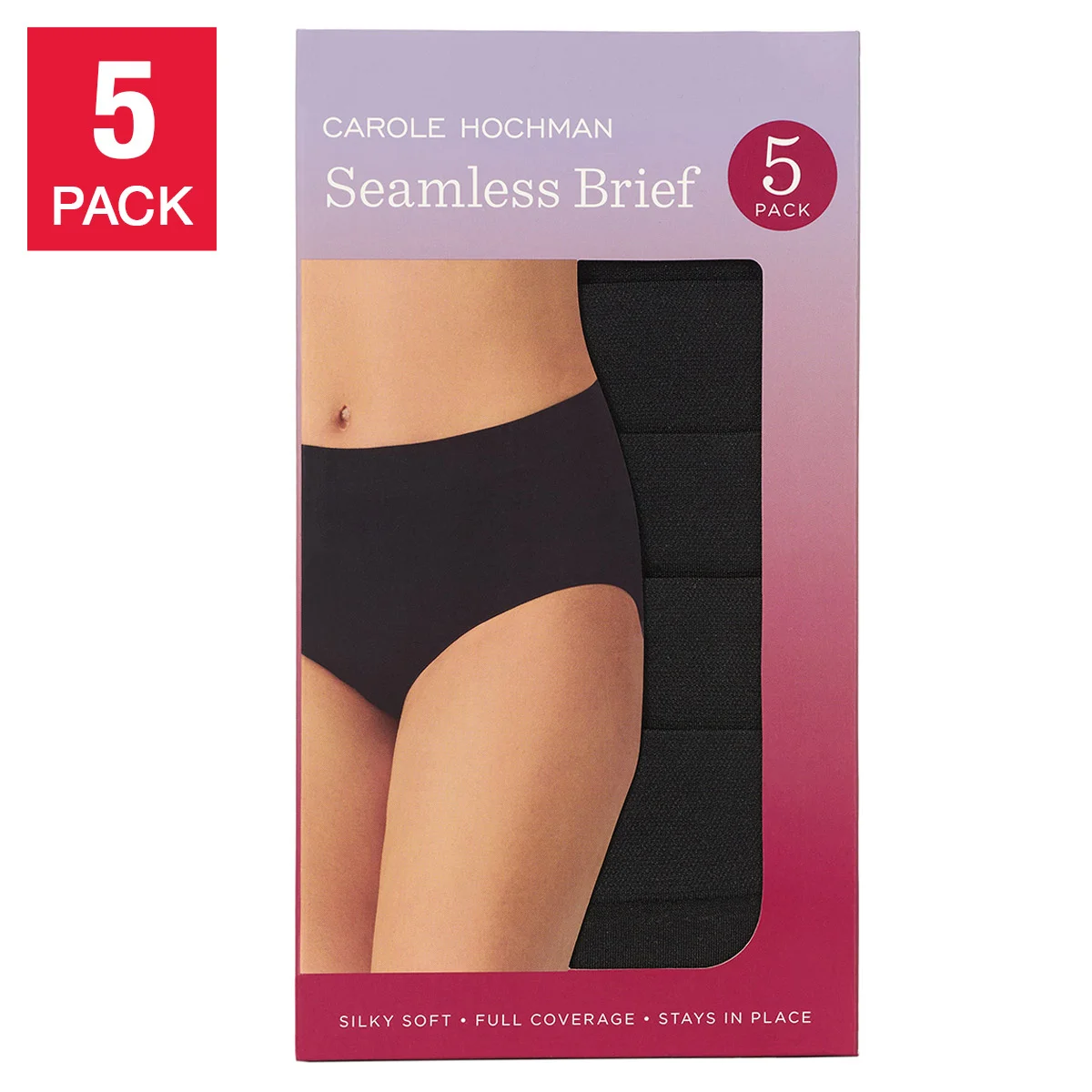 Carole Hochman Women’s Seamless Brief, 5-pack Full Coverage Soft Hand Feel