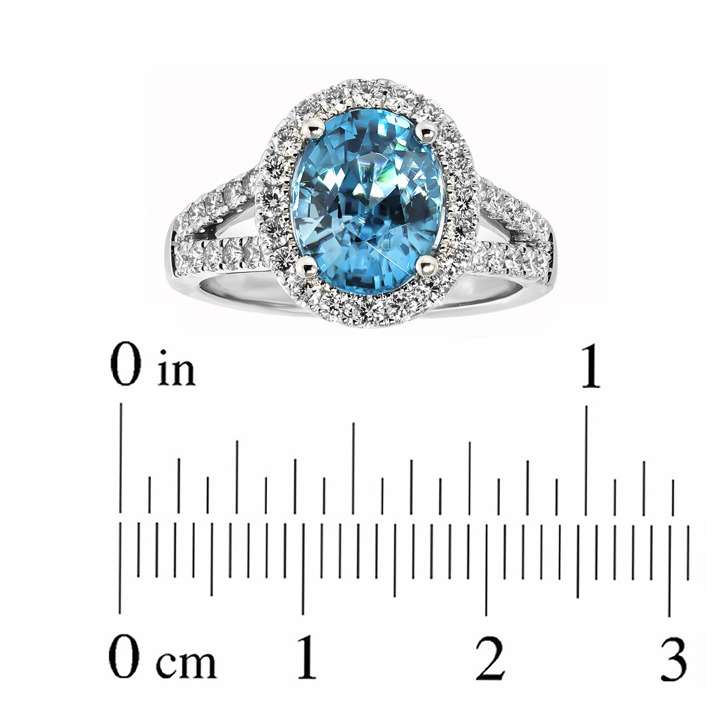 Blue Zircon and Diamond 18kt White Gold Ring | Costco