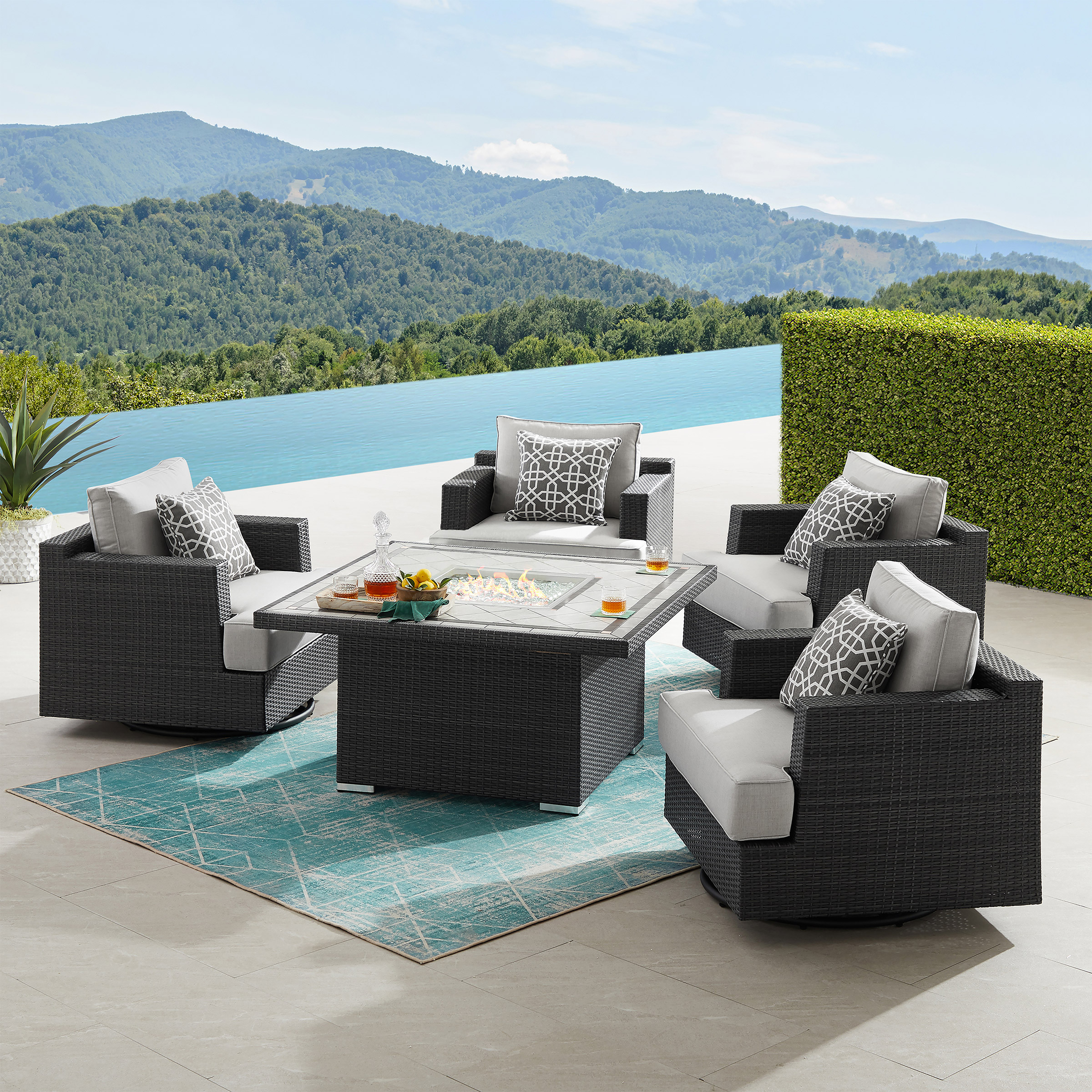 Sirio Niko 5-piece Outdoor Patio Fire Chat Set | Costco