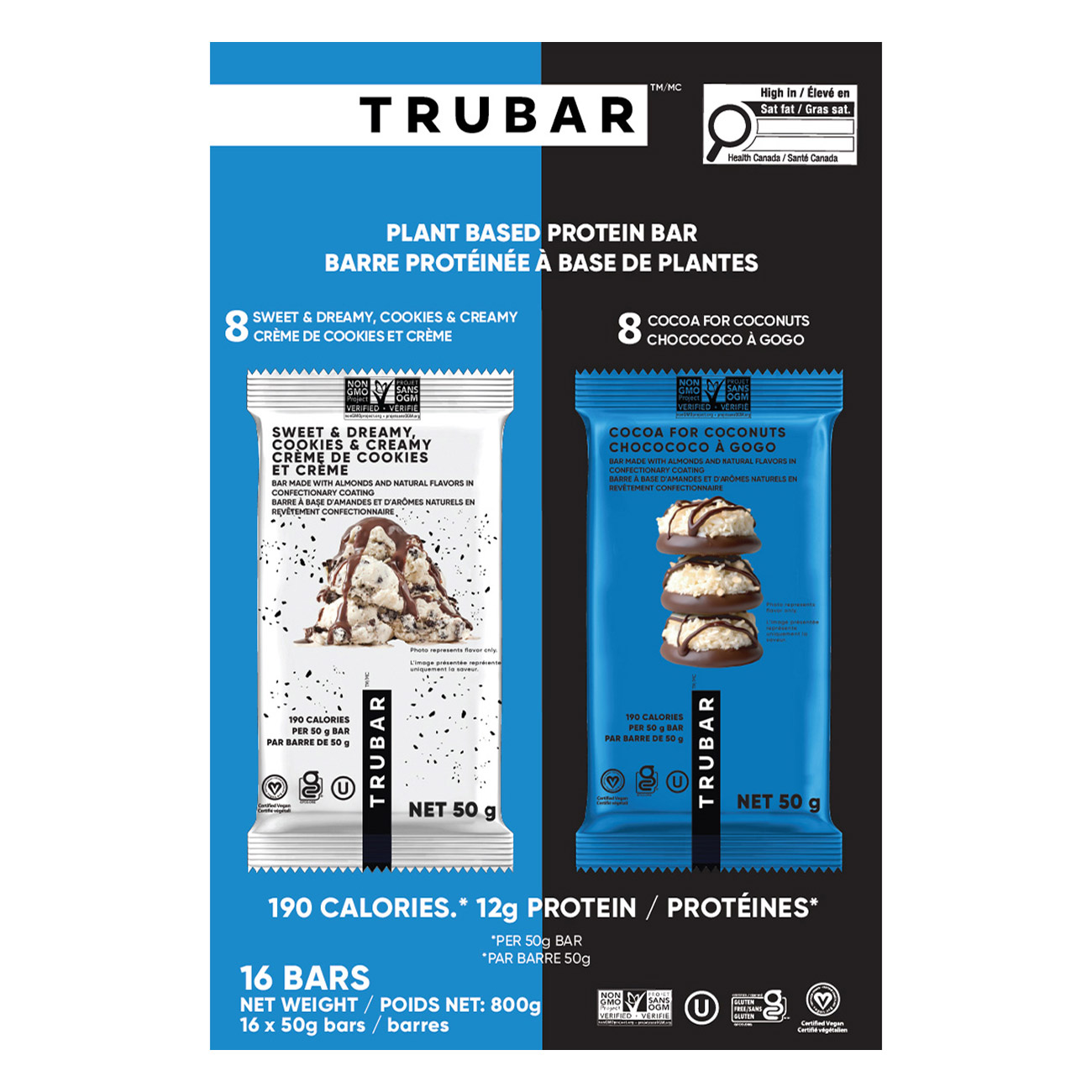 Trubar Plant Based Protein Bar, 16 × 50 g