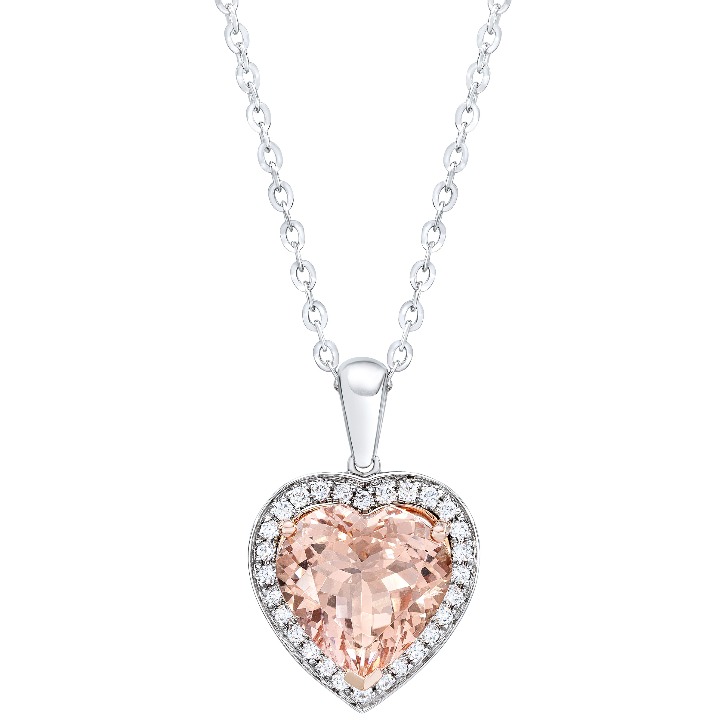 Morganite and Diamond 14kt White Gold Heart Pendant Costco