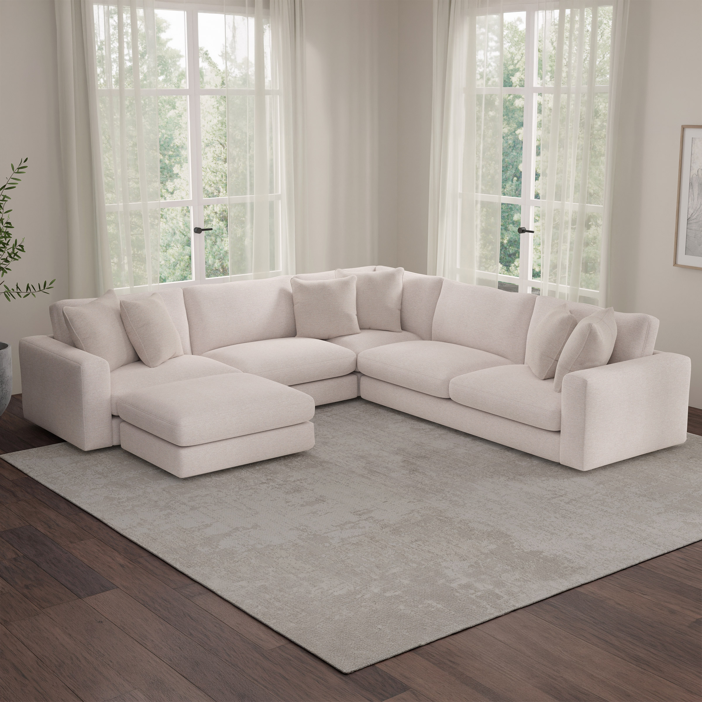 Whitley 4-piece Fabric Sectional with Ottoman